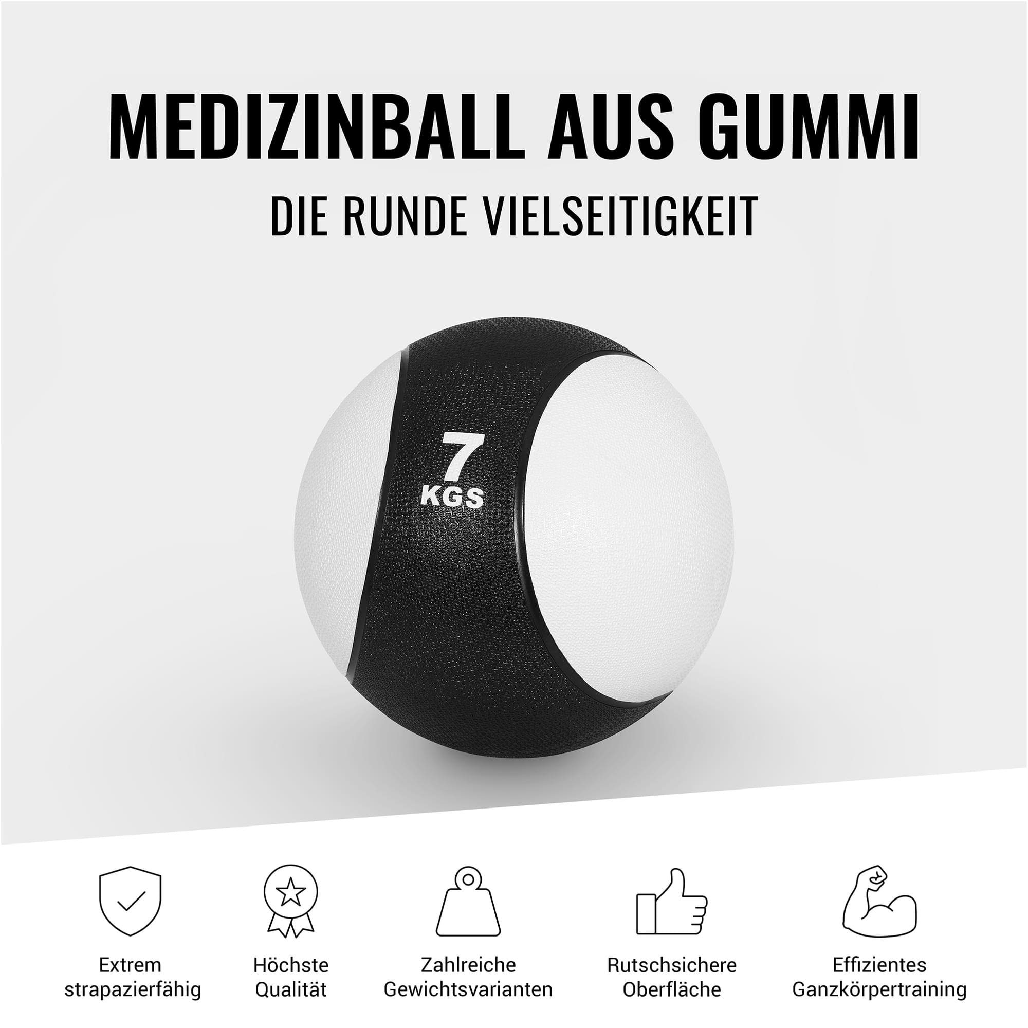 Gummi, - Medizinball Einzeln/Set, Oberfläche, GORILLA mit griffiger Slam aus Ball Weiss SPORTS Farbwahl