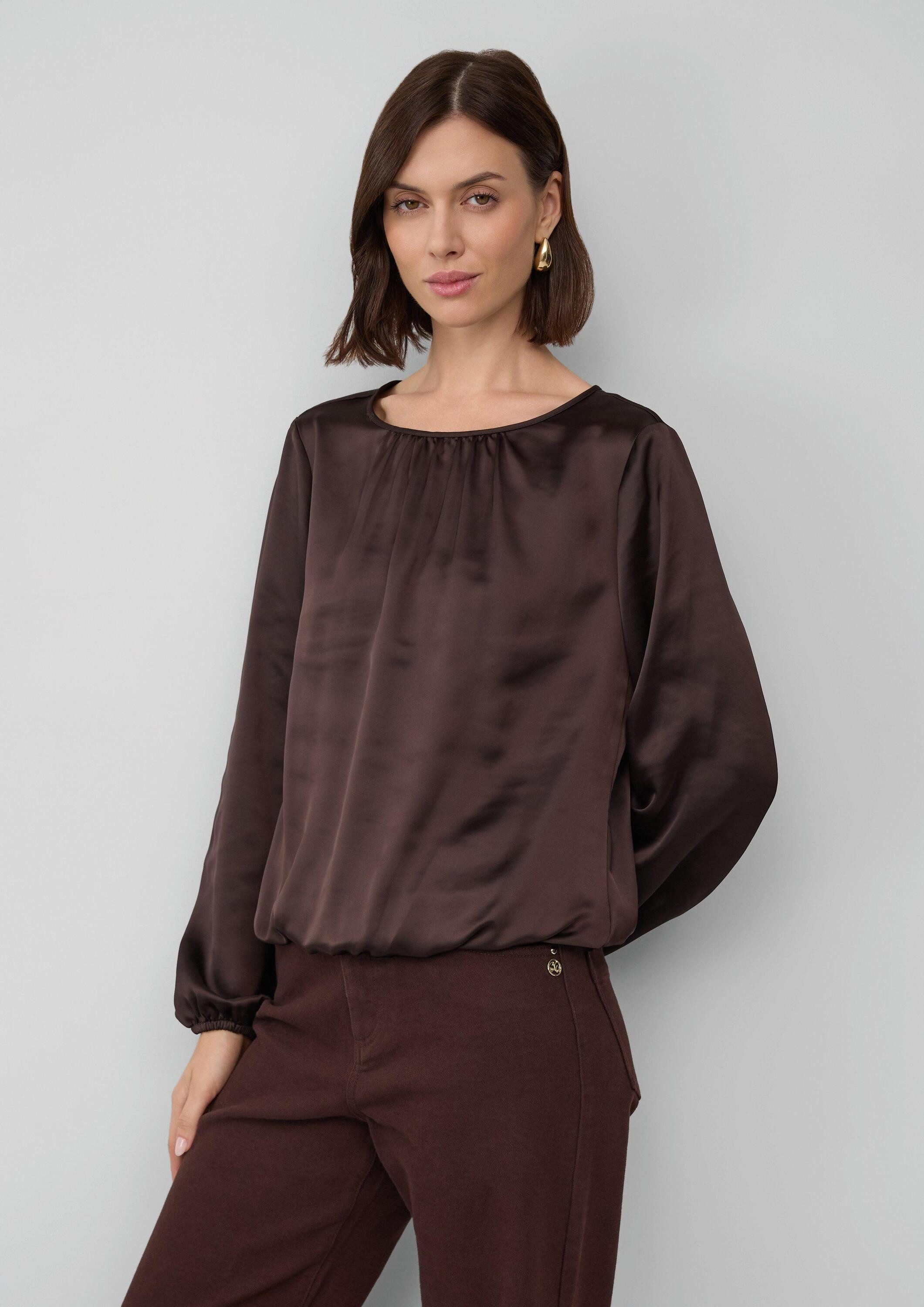 s.Oliver Langarmbluse Bluse Satin-Bluse mit Binde-Detail günstig online kaufen