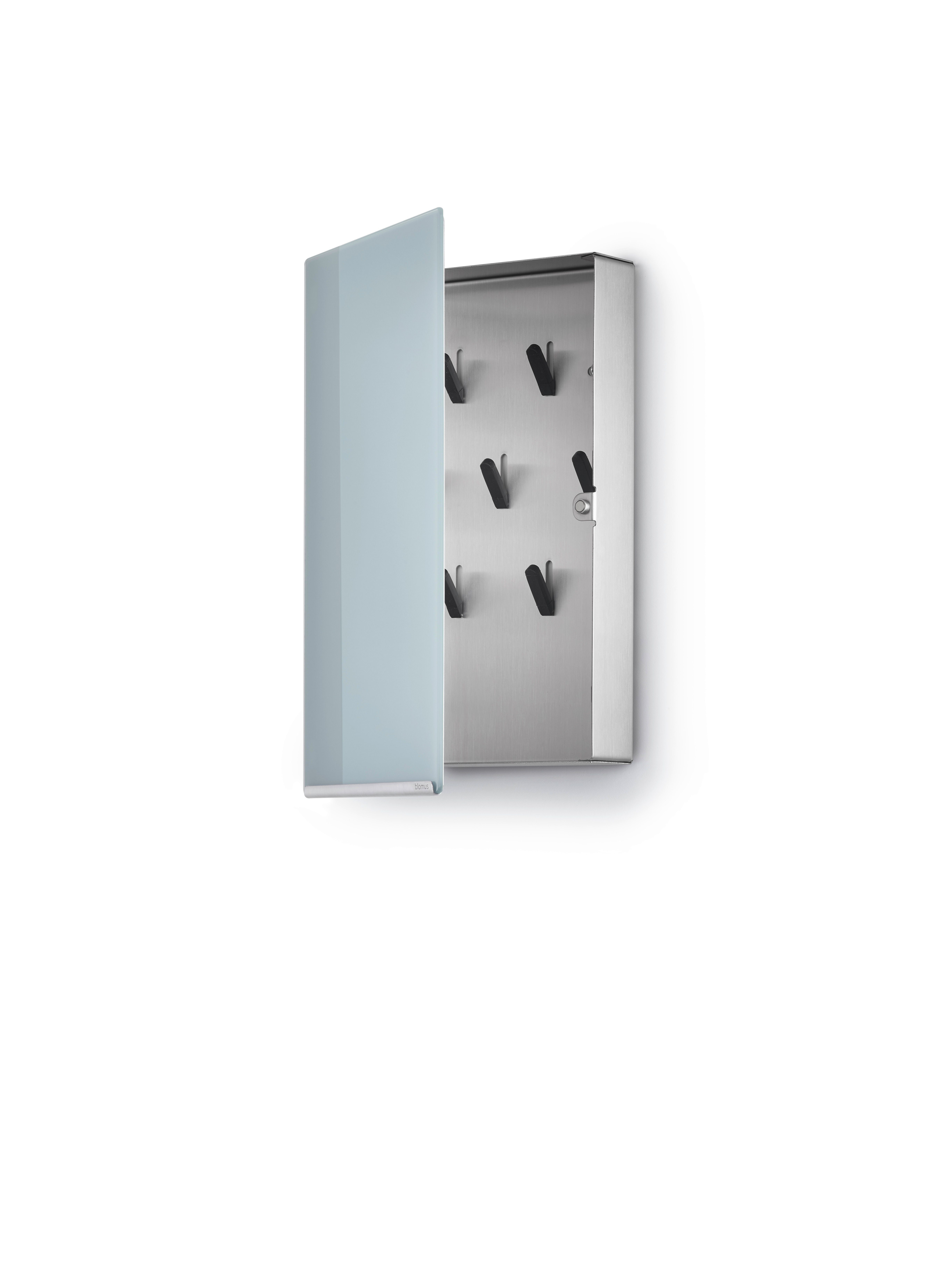 blomus Schlüsselkasten Glas Magnettafel -VELIO- 30 x 20 cm Hochformat, 7 gummierte Haken, inkl. 6 Magnete
