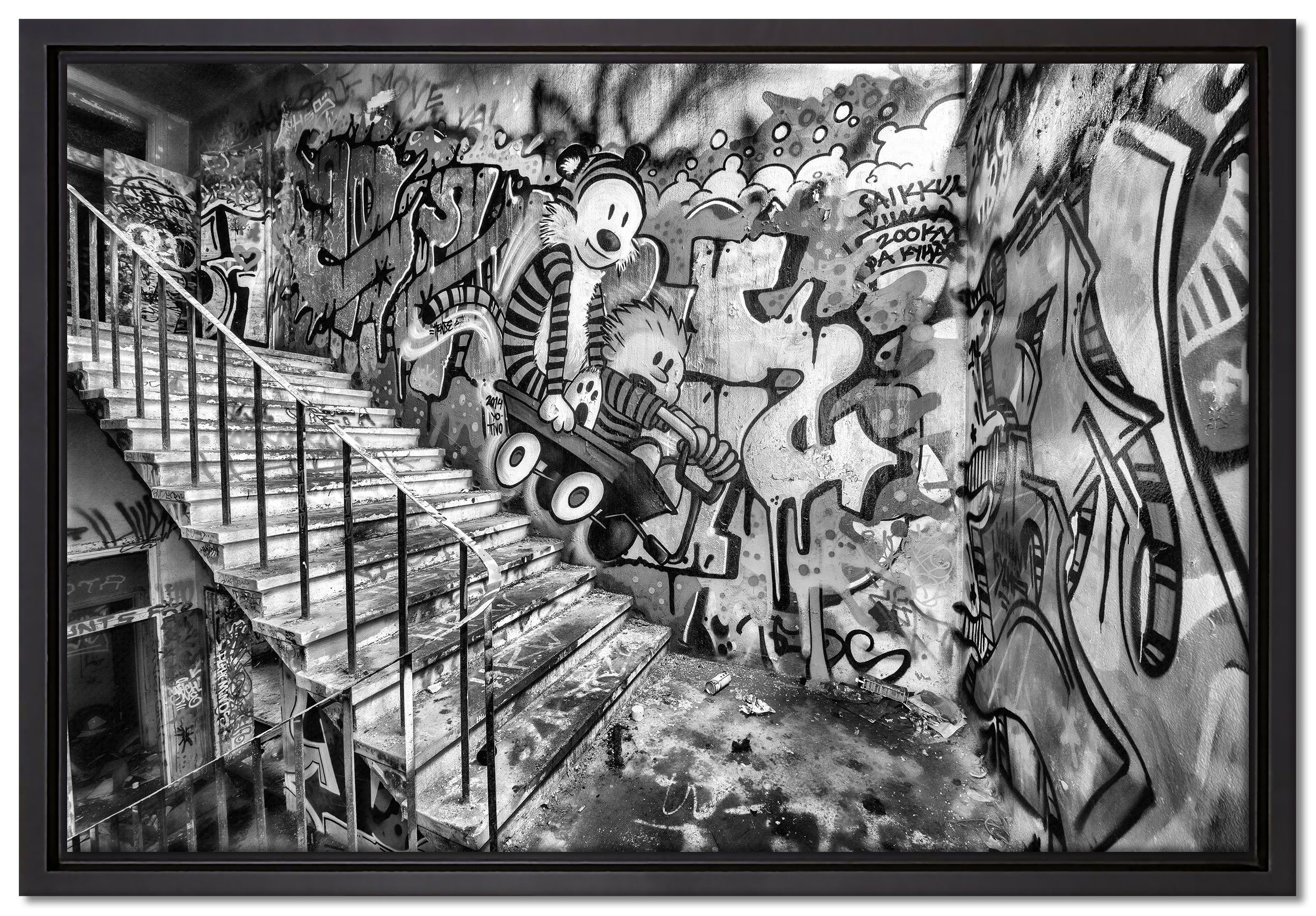 Pixxprint Leinwandbild Coloured Streetart, Graffiti, Wanddekoration (1 St), Leinwandbild fertig bespannt, in einem Schattenfugen-Bilderrahmen gefasst, inkl. Zackenaufhänger | Leinwandbilder