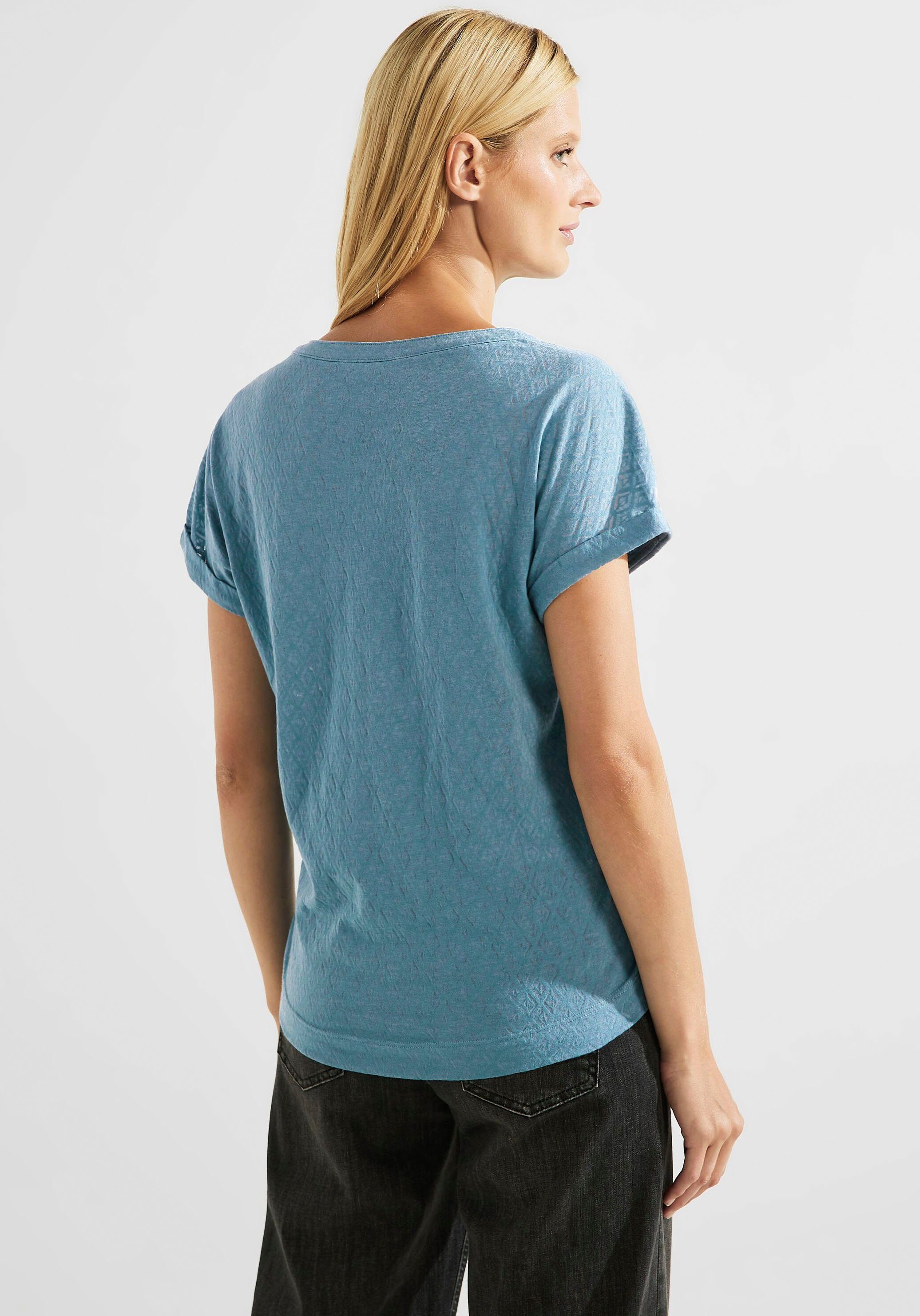 Allover-Muster in adriatic Cecil blue mit Rhombusform T-Shirt
