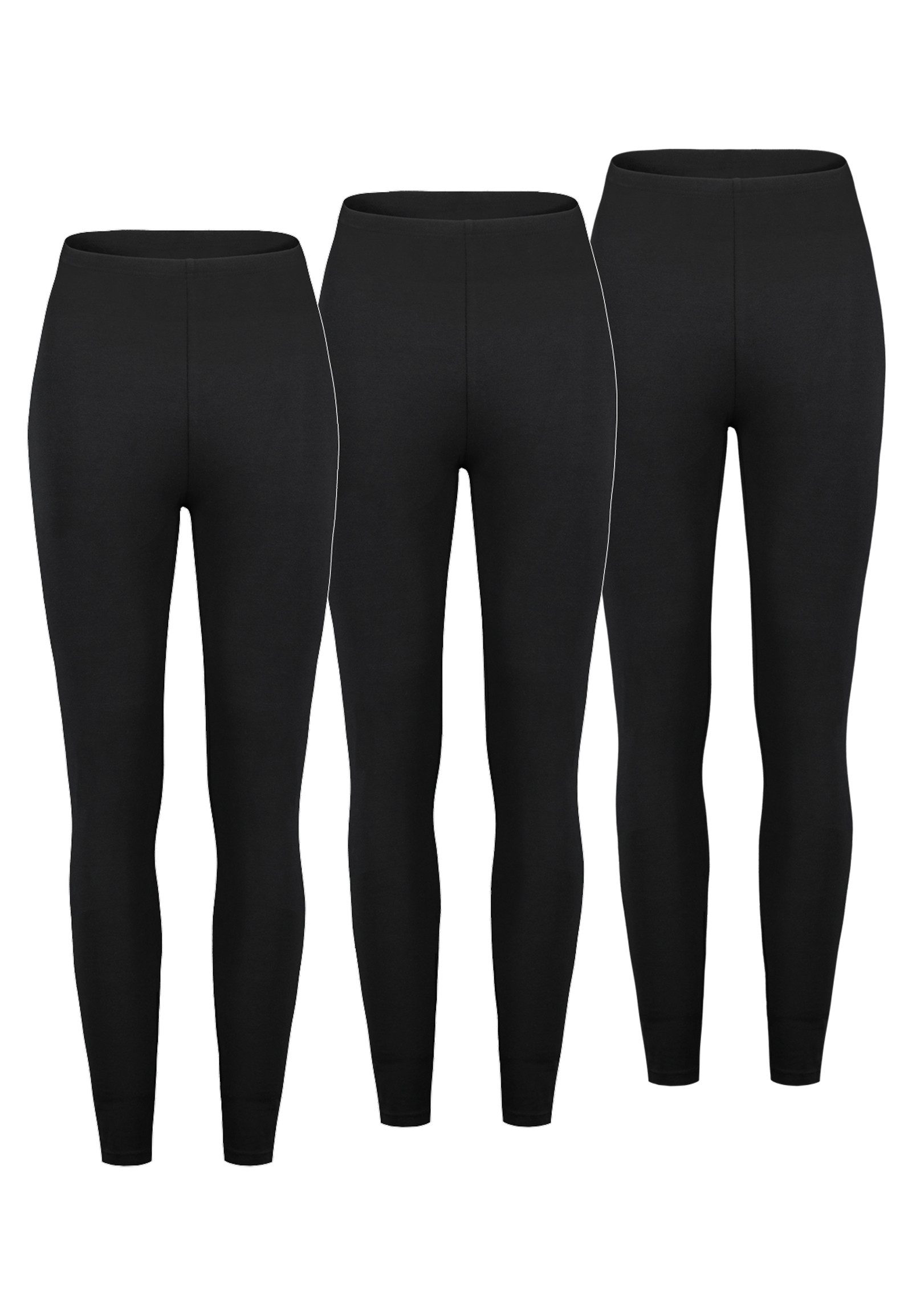 SUBLEVEL Leggings 3er-Pack hoher Bund elastisch (3-tlg) 3x Pack Leggings