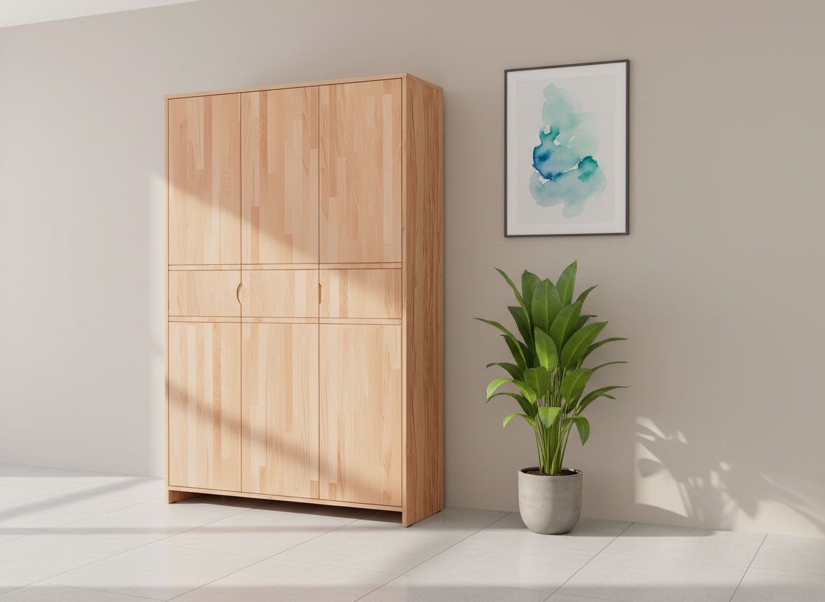 OTTO home Mehrzweckschrank Maximus: 9geräumige Fächer, 5verstellbare Einlegeboden, Viel Staruraum B/T/H:121/38/185cm, Fronten&Oberdeckel Massivholz, Fronten aus Melamin