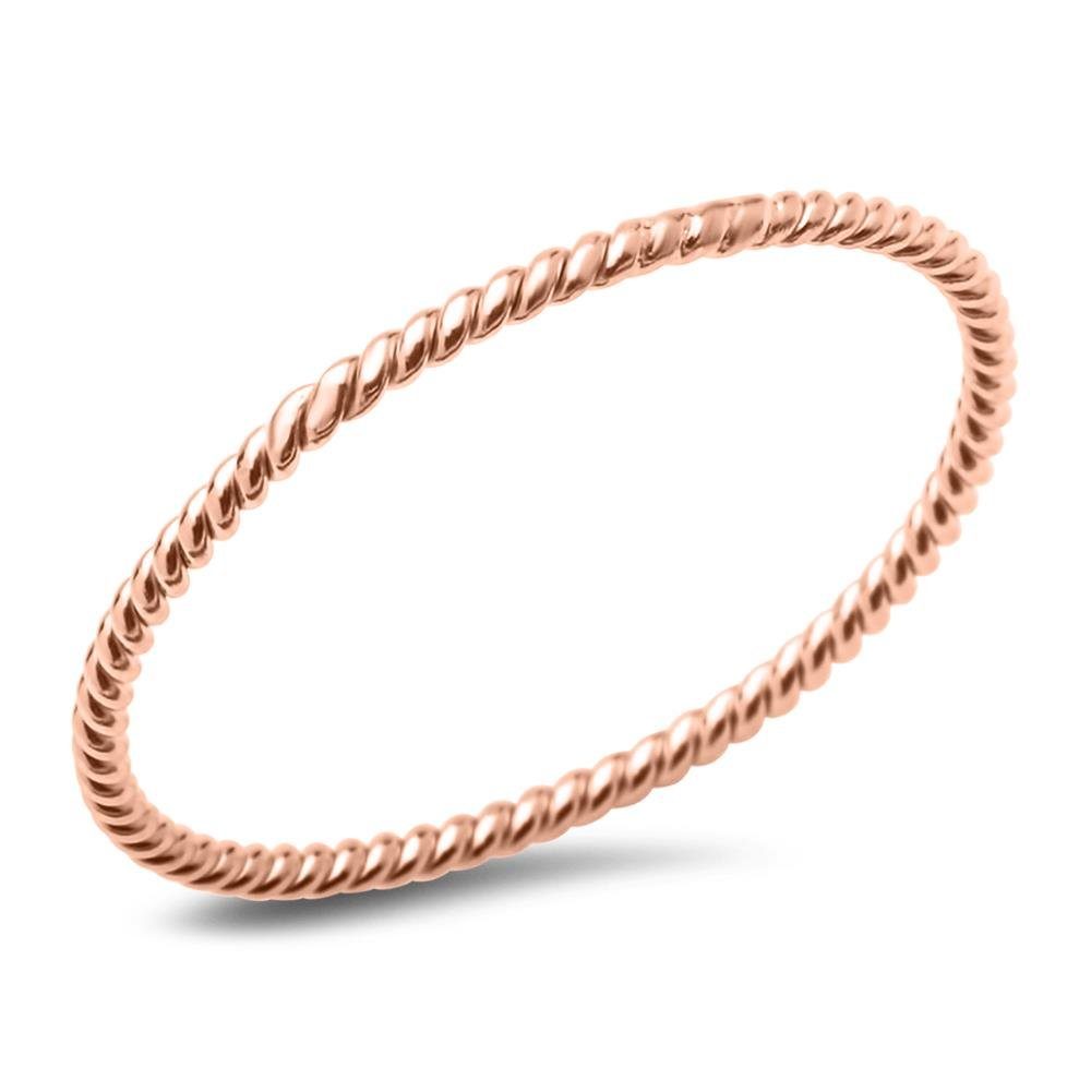 JEWLIX Silberring Roségoldener Ring gedrehtes Design 925er Silber SR0332