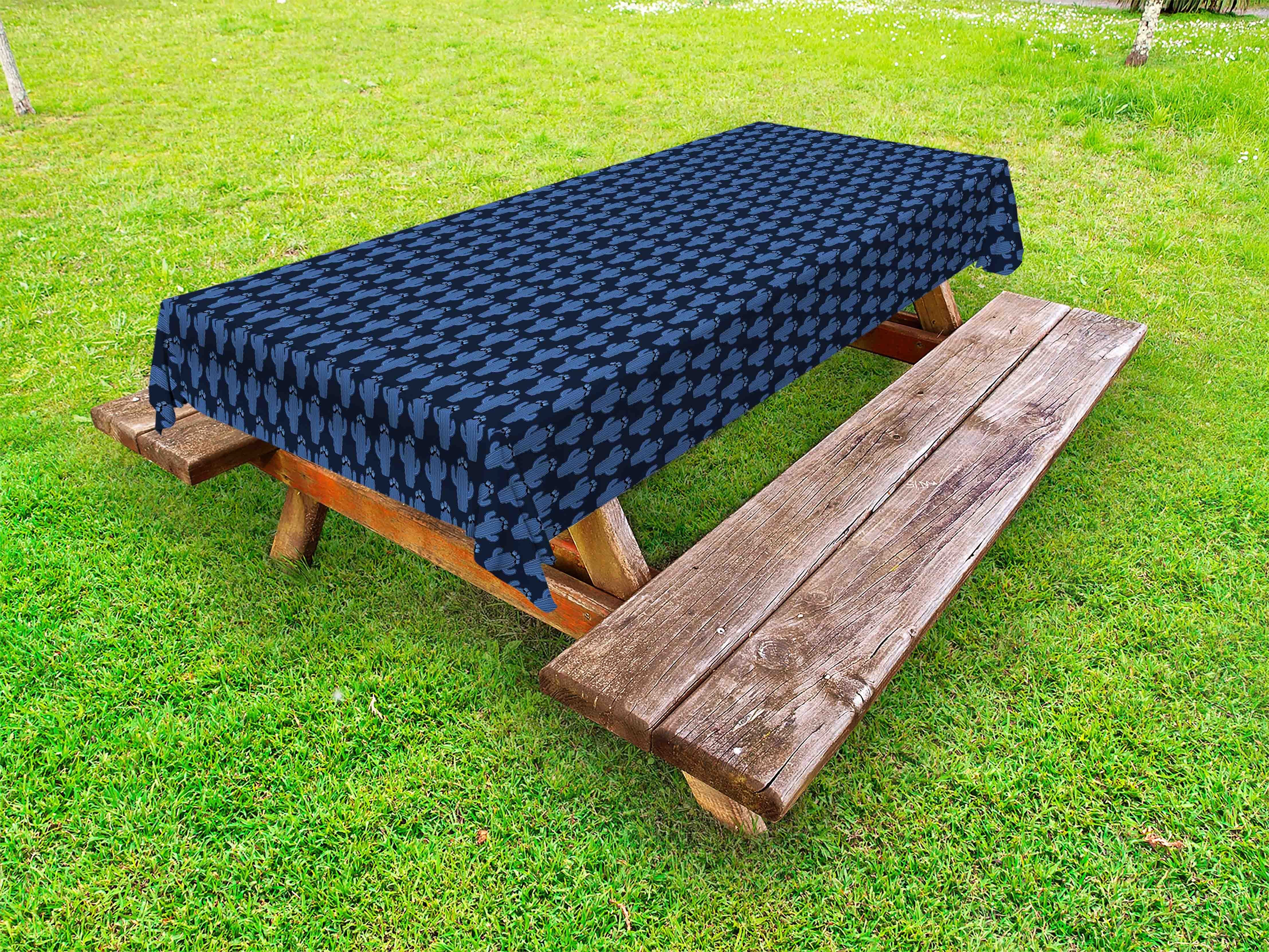 Abakuhaus Tischdecke dekorative waschbare Picknick-Tischdecke, Navy blau Fortsetzung Cactus Shapes