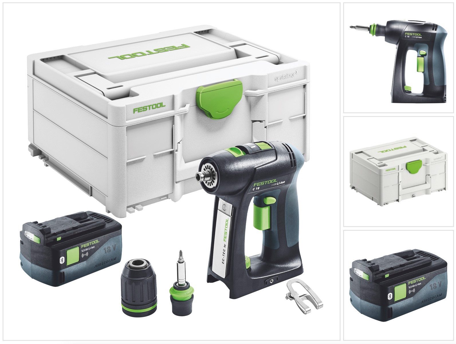 FESTOOL Akku-Schrauber C 18-Basic Akku Bohrschrauber 18 V 45 Nm Brushless + 1x Akku 5,0 Ah +