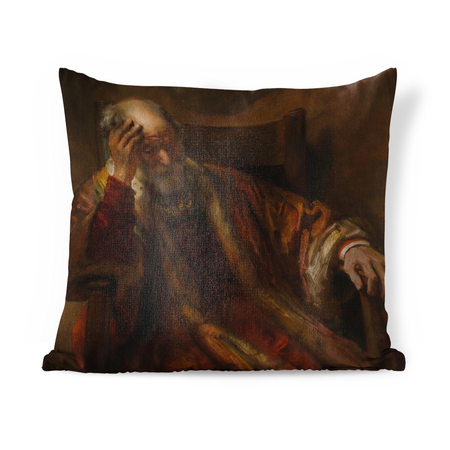 MuchoWow Dekokissen Alter Mann in einer Bankette - Gemälde von Rembrandt van Rijn, Zierkissen mit Füllung für Wohzimmer, Schlafzimmer, Deko, Sofakissen