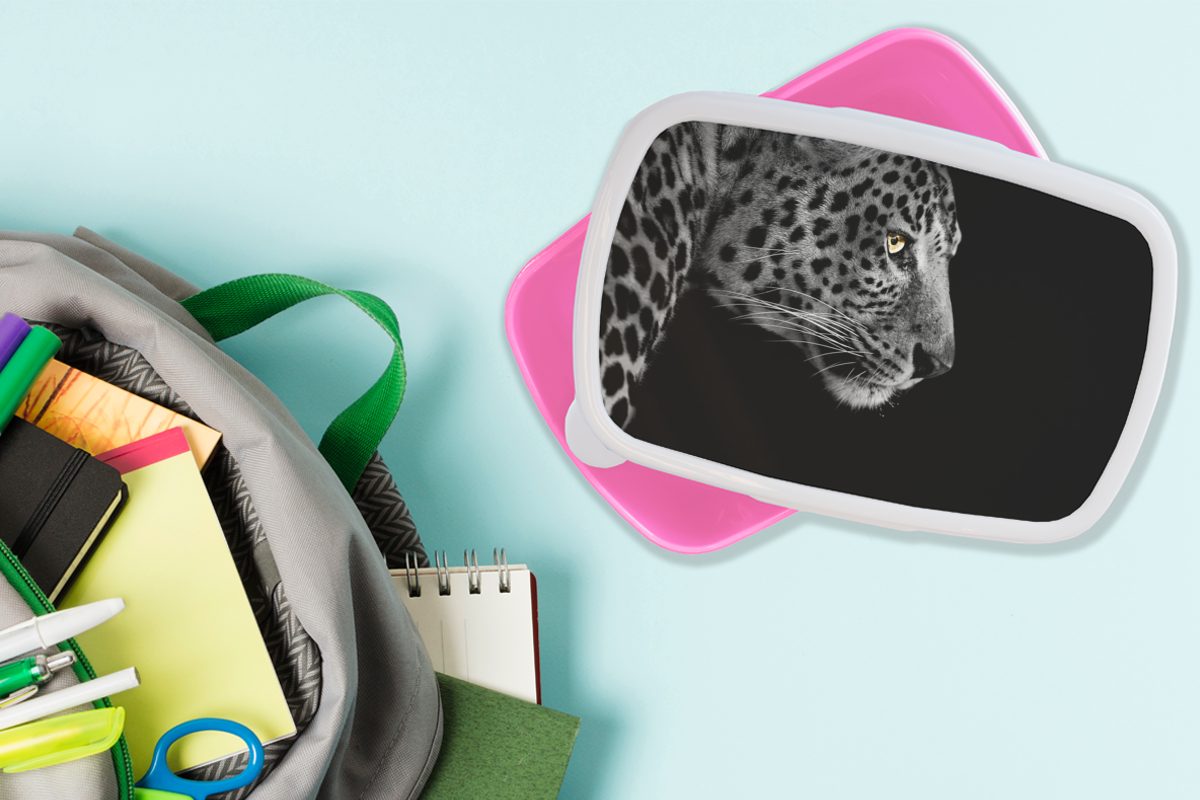 - Kinder, Leopard rosa MuchoWow (2-tlg), Kunststoff, Kunststoff - Lunchbox Snackbox, Weiß Schwarz - Pelz, für Mädchen, Brotbox Erwachsene, Brotdose