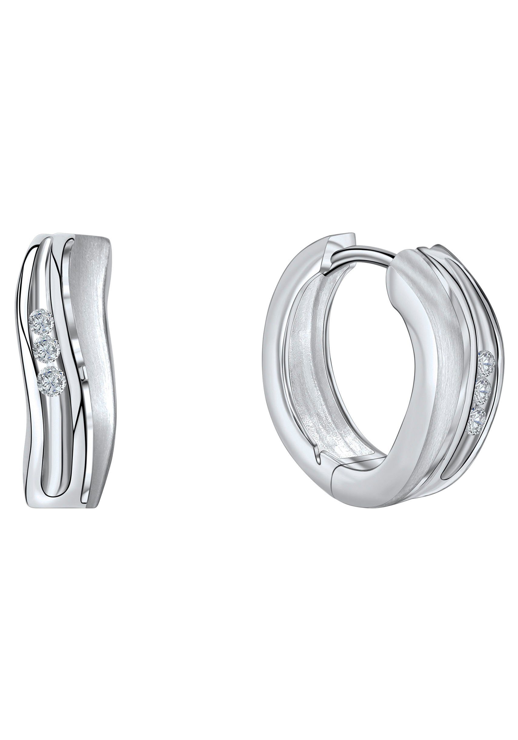 Paar Creolen Schmuck Geschenk Silber 925 Wellenform