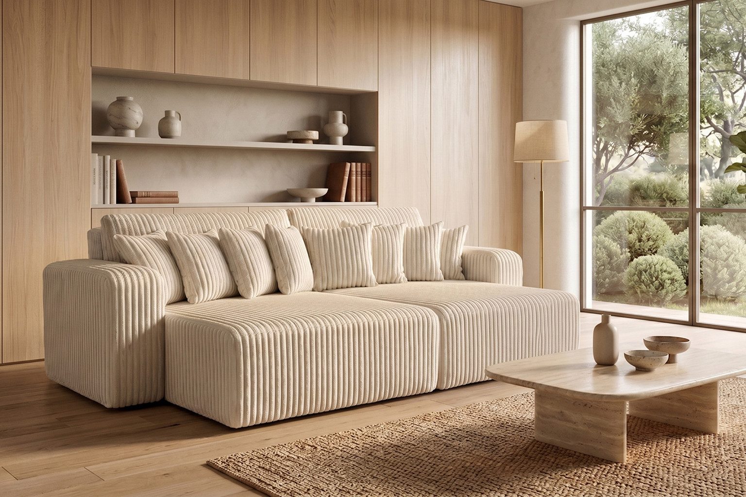 Kaiser Möbel Schlafsofa mit Bettkasten, Cordstoff Tilia, PIANO DOUBLE, Große Liegefläche, Cordstoff mit hoher Abriebfestigkeit