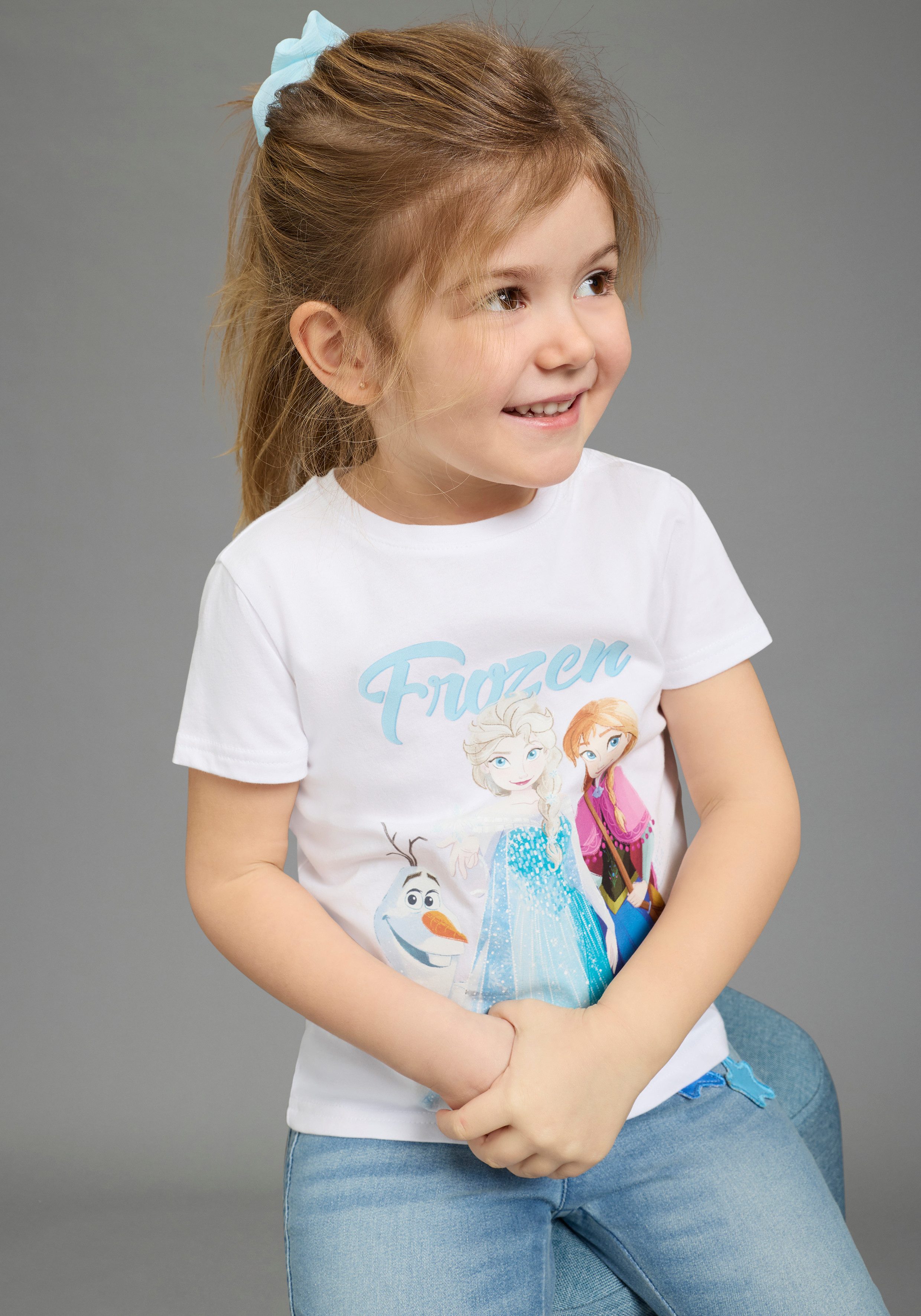 KIDSWORLD T-Shirt Disney FROZEN T-Shirt: ELSA & ANNA Kurzarm, Rundhalsausschnitt, bedrucktes Single Jersey