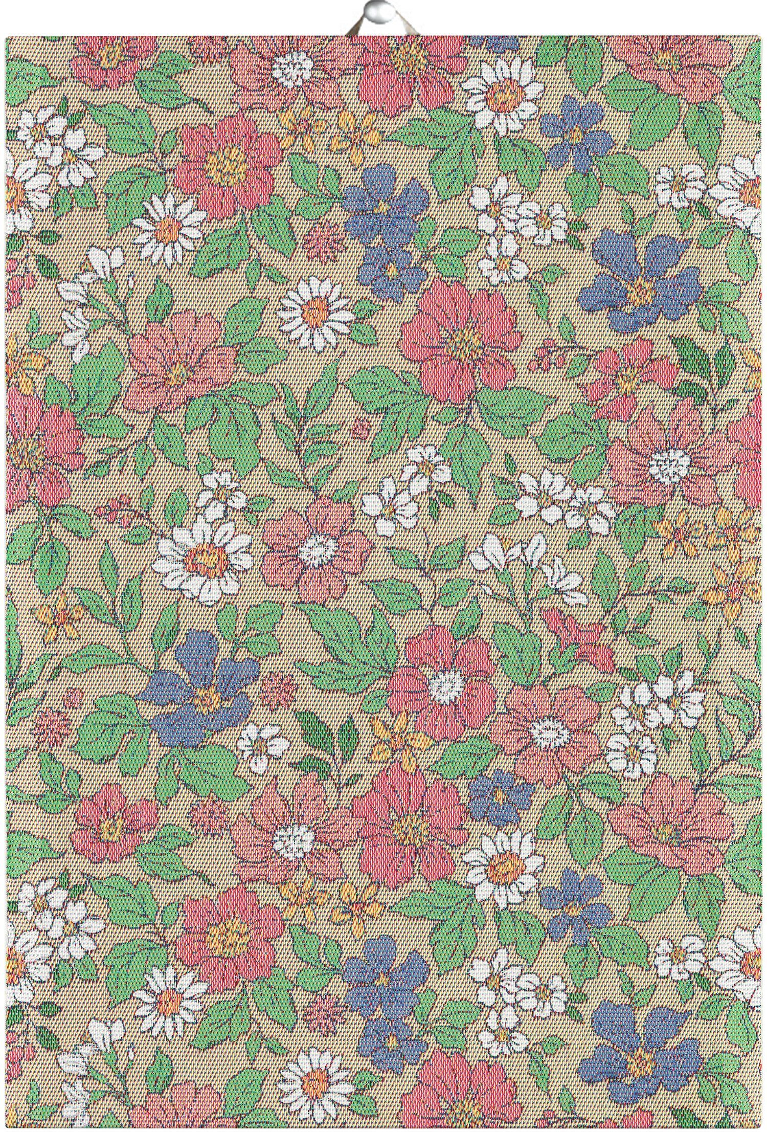 Ekelund Geschirrtuch Küchenhandtuch Blomsteräng 35x50 cm, (1-tlg., 1 x Geschirrtuch), Pixel gewebt (3-farbig)