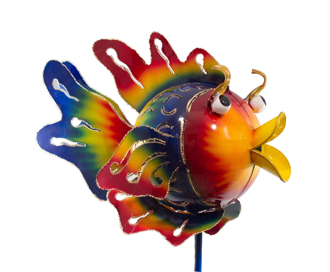 Kaufhaus le petit Gartenstecker Gartenstecker Teelichthalter Metall Fisch Figur Skulptur Objekt Dekofigur Fisch aus Metall als Teelichthalter