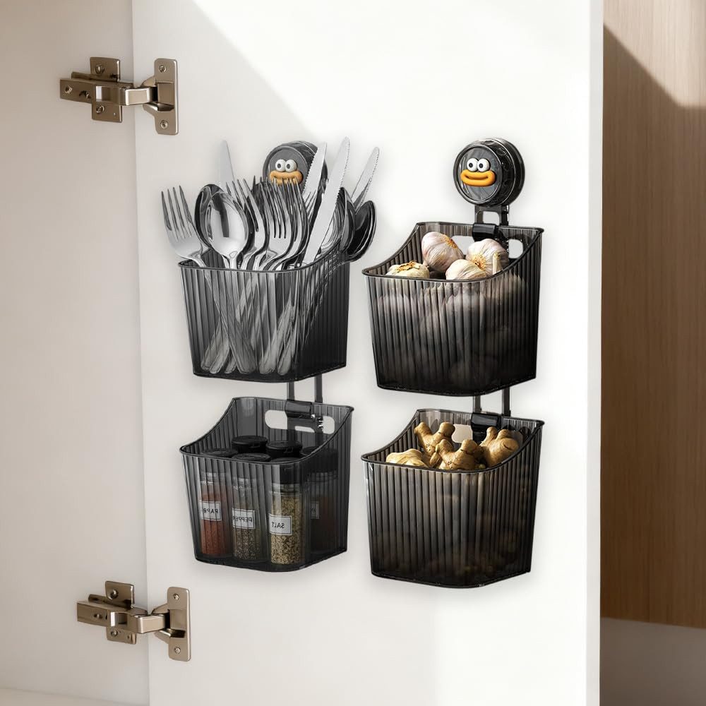 FOUORTUNATE-BEE Organizer Akryl Wandhalter Organizer Korb küchenschrank (Stapelbare Organisator-Körbe Schranktür-Aufbewahrungsbehälter, für Küche, Bad, Schrank, Vorratslager,Badezimmer)