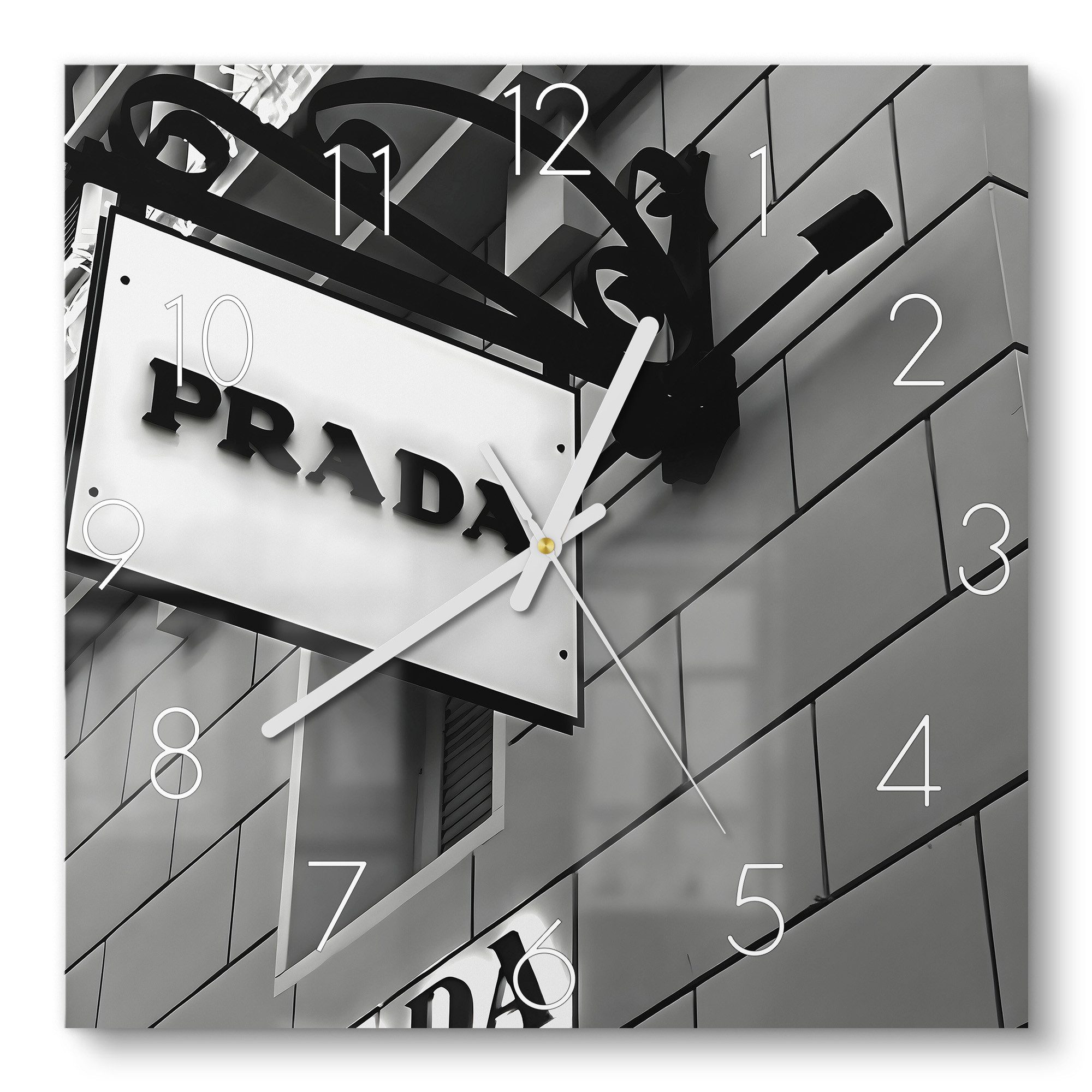 DEQOART Wanduhr 'Prada Monochrome' (Glas Glasuhr günstig online kaufen