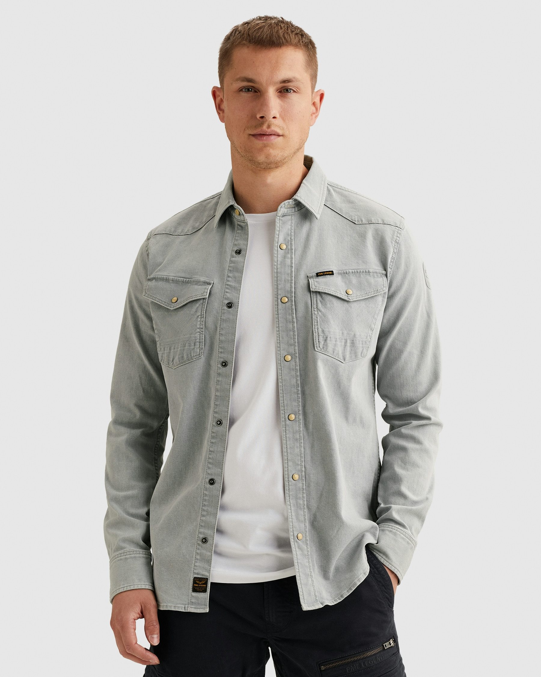 PME LEGEND Jeanshemd Denim Shirts Sunset Greyblue Shade mit Druckknopfleist günstig online kaufen