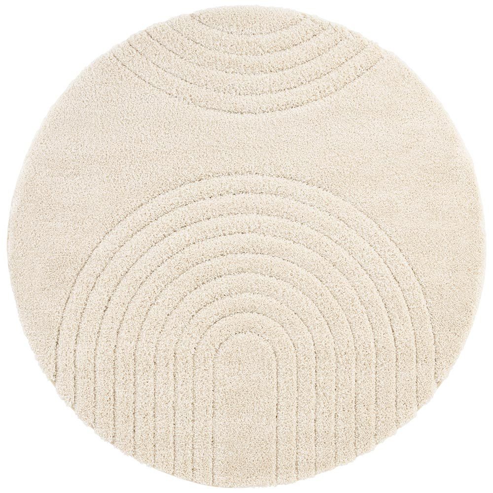 MINT RUGS Teppich Hochflor Teppich Fergus in Creme, rund, Höhe: 22 mm, Waschbar, pflegeleicht und ideal fürs Wohnzimmer