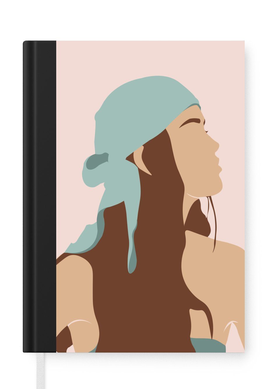 MuchoWow Notizbuch Sommer - Frau - Kopftuch, Notebook, Notizblock a5, Tagebuch, Journal Liniert