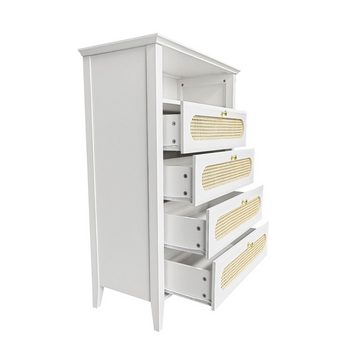 MODFU Highboard Sideboard Kommode (mit 4 Schubladen), lackierte Oberfläche, 110*38*80cm