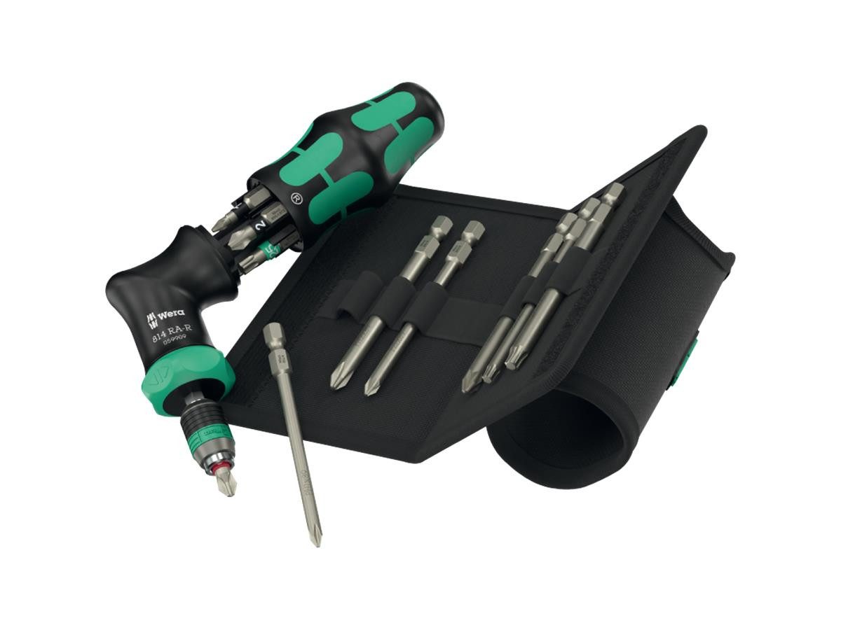 Wera Bithalter Kraftform Kompakt Pistol RA-R 2, 1/4 ", (Set, 13-tlg), Rapidaptor-Technologie für schnellen Bit-Wechsel