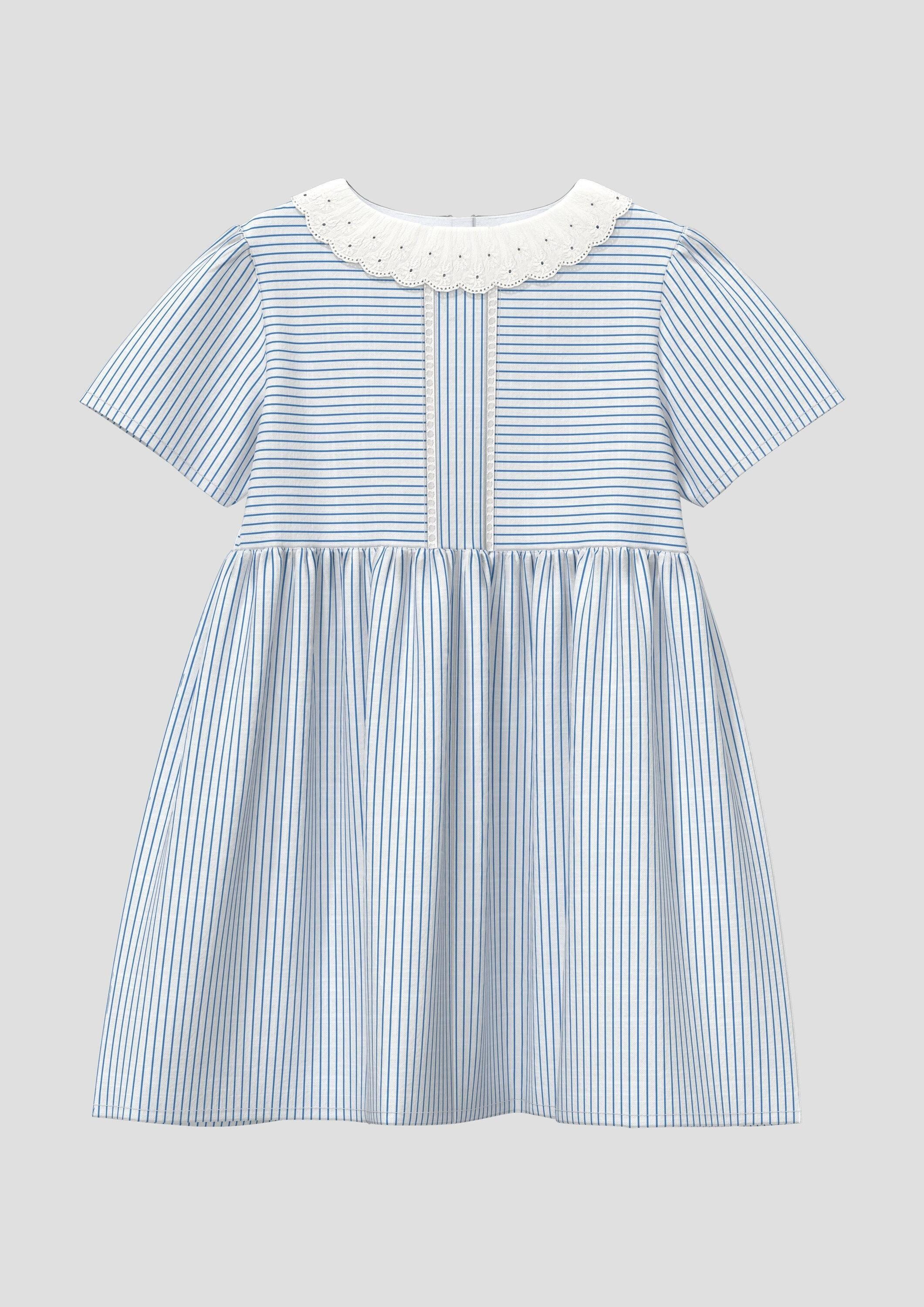 s.Oliver Minikleid Kleid Fein gestreiftes Kleid in Leinenoptik mit Spitzendetails