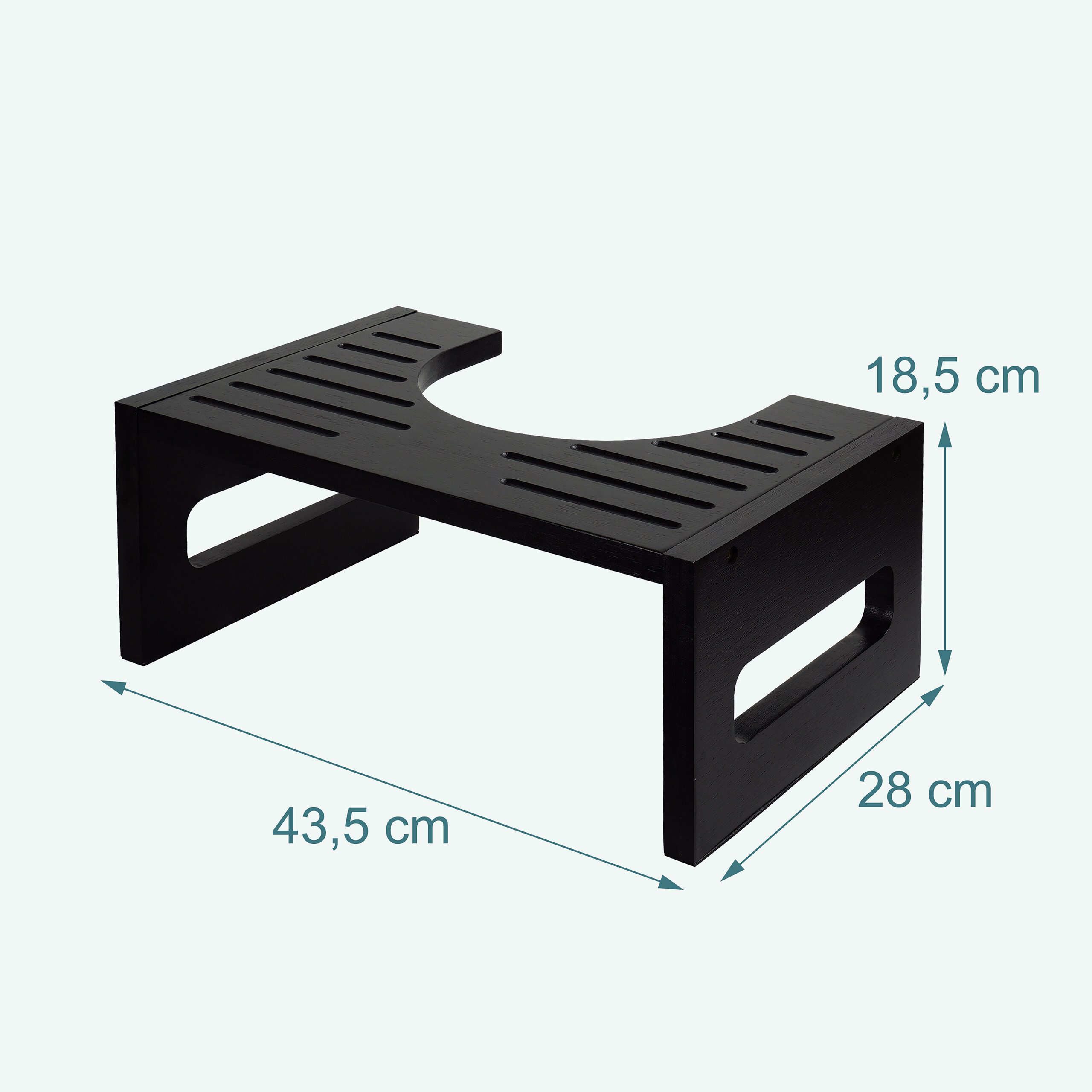 relaxdays Fußhocker Toilettenhocker aus Bambus (1 St), schwarz – Bild 4 von 5