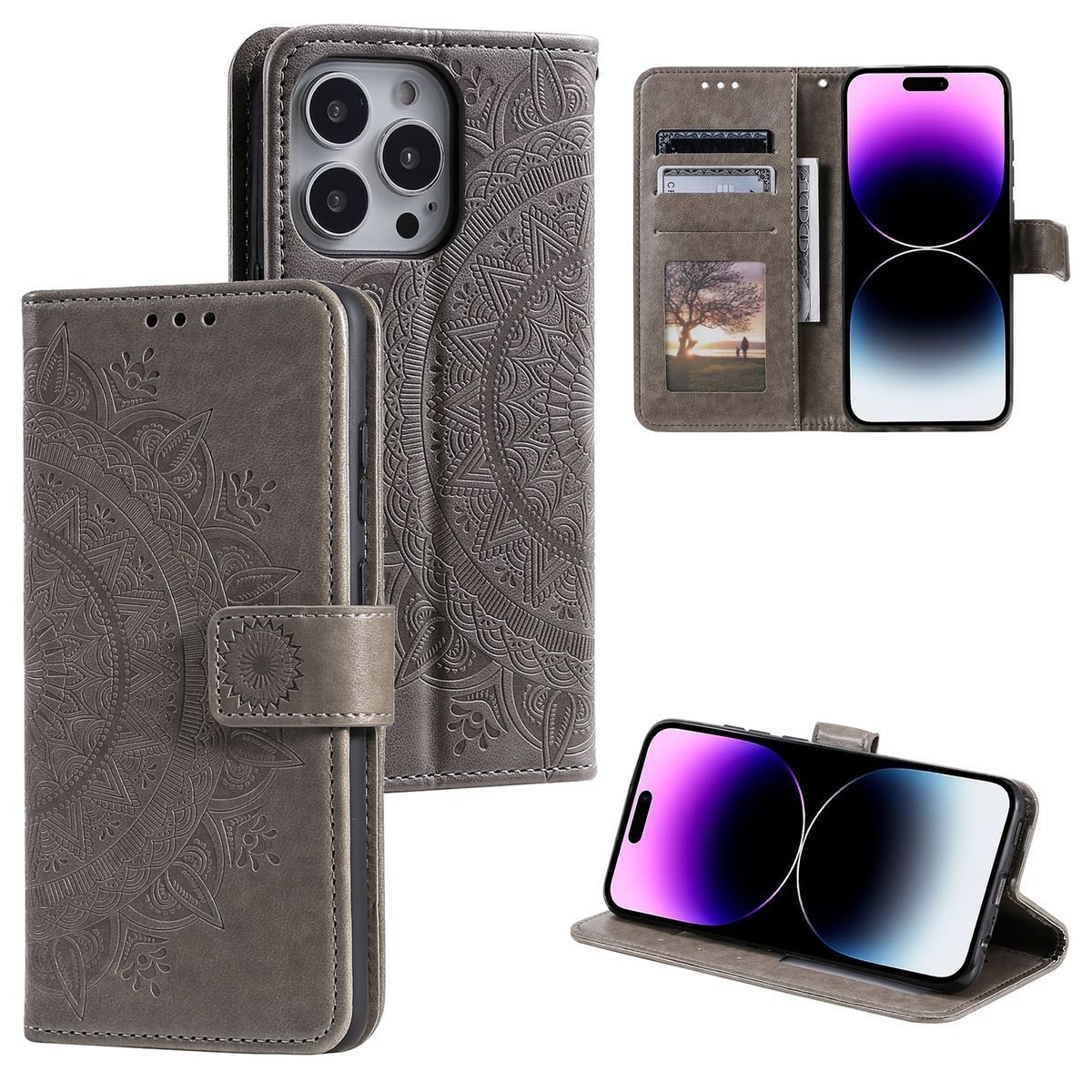 König Design Handyhülle Apple iPhone 16 Pro, Schutzhülle Schutztasche Case Cover Etuis Wallet Klapptasche Bookstyle