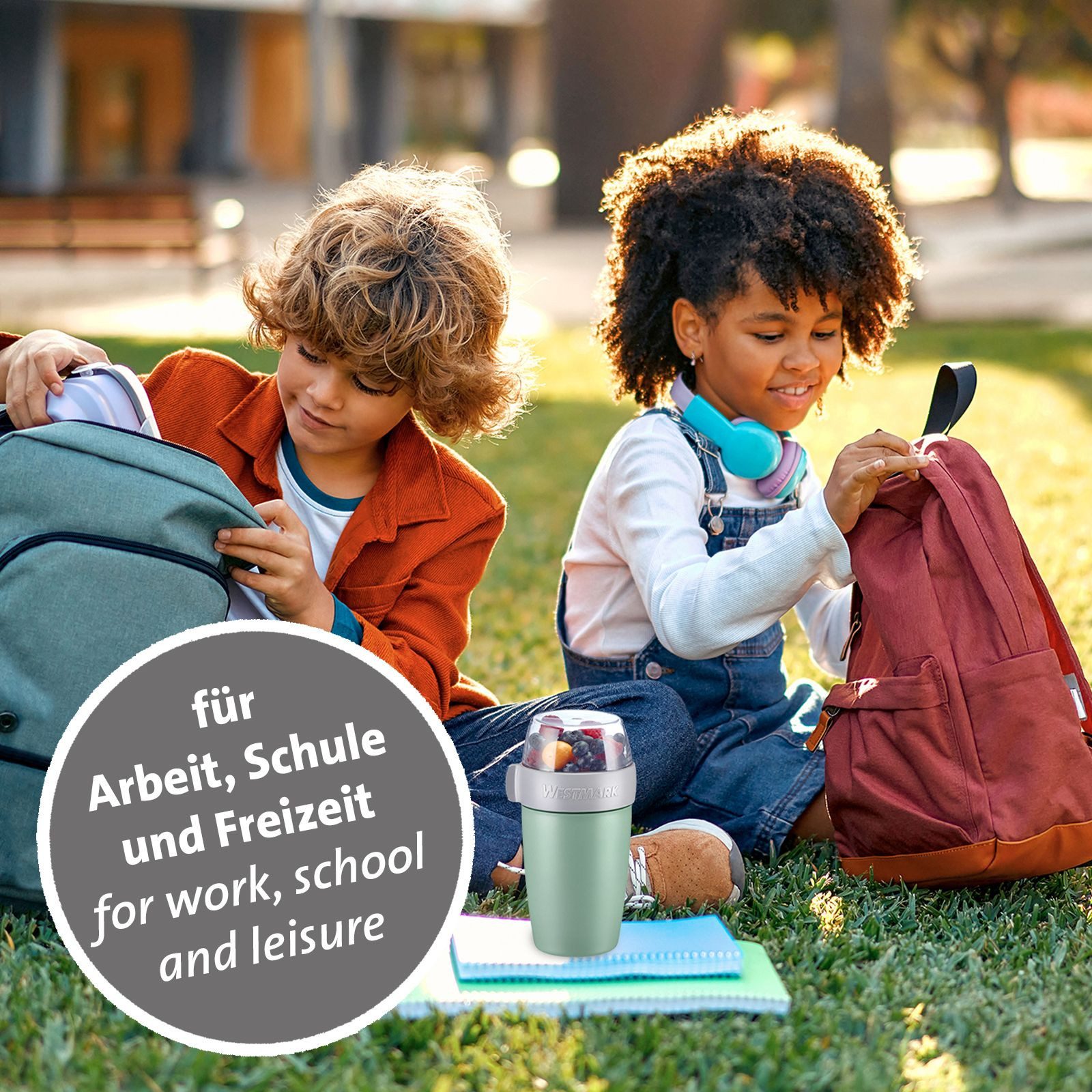 WESTMARK Mehrwegbecher, Kunststoff, (1-tlg), Joghurt-, Müsli-, Lunchbehälter, To Go, 200 + 500 ml, Made in Germany