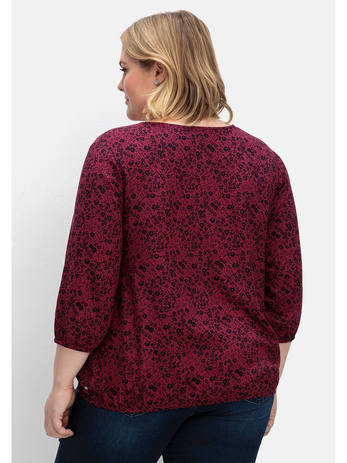 Sheego Tunika Große Größen mit Minimalprint und Saum-Gummizug