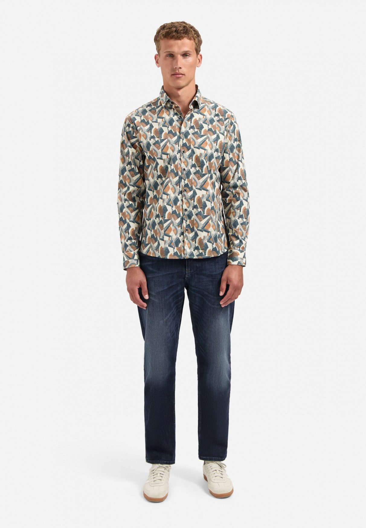 NO EXCESS Langarmhemd No Excess Bedrucktes Hemd Shirt Stretch Allover Printed