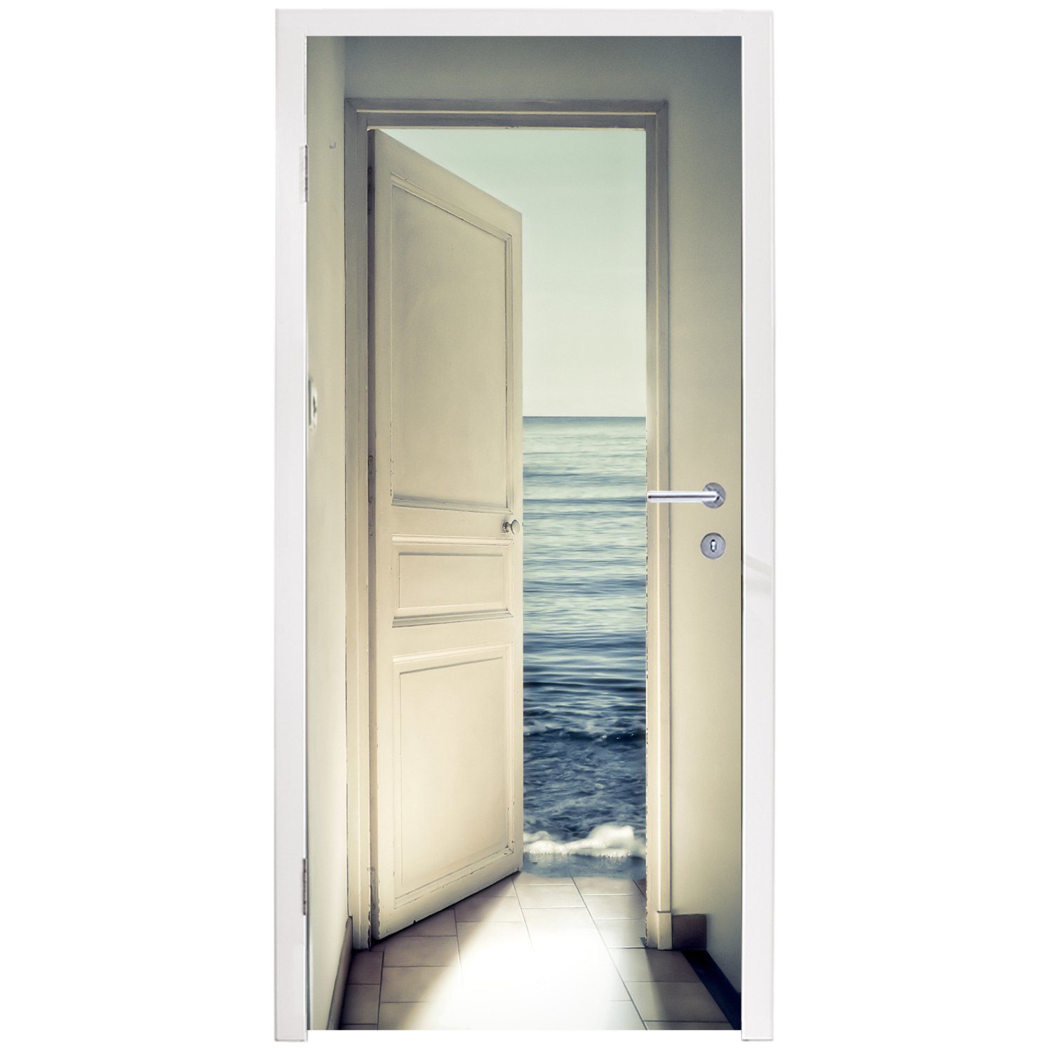 Tür - Fototapete Meer bedruckt, cm - für Türaufkleber, MuchoWow Tür, Matt, (1 Abstrakt 75x205 Türtapete St), Wasser, -