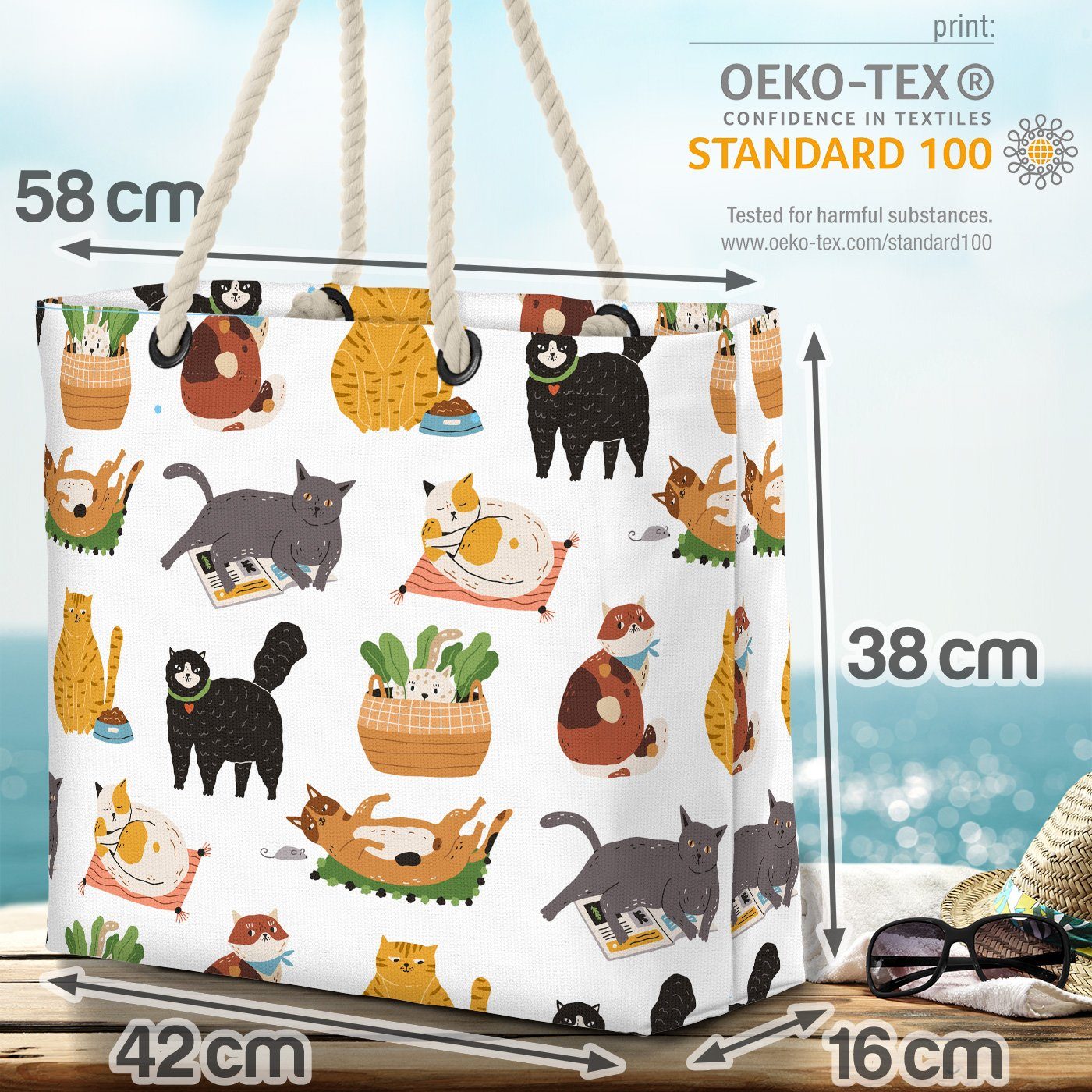 VOID Strandtasche (1-tlg), Hauskatzen Katzenrasse Bag Rasse Beach Kätzchen reinrassig Haustier Tier Katze