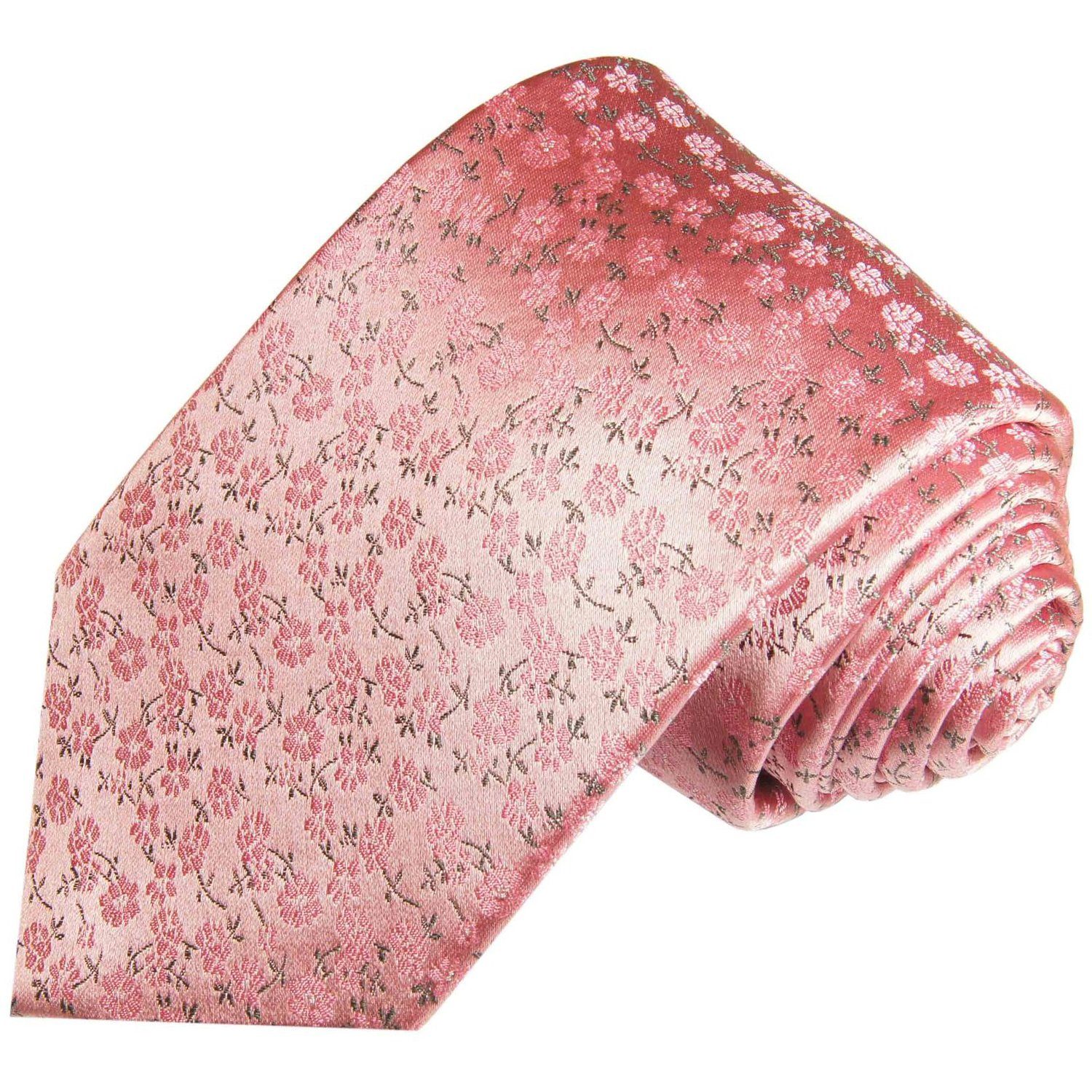 Paul Malone Krawatte pink floral Herrenkrawatte in Premiumqualität 100% Seide 2056