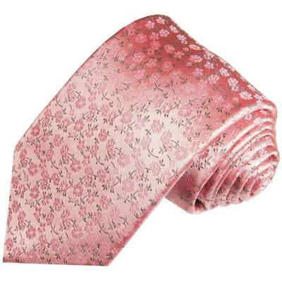Paul Malone Krawatte Designer Seidenkrawatte Herren Schlips modern geblümt 100% Seide Breit (8cm), pink 2056