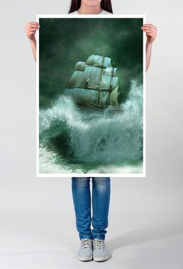 Sinus Art Poster Bild 60x90cm Poster Schiff bei Unwetter auf rauer See