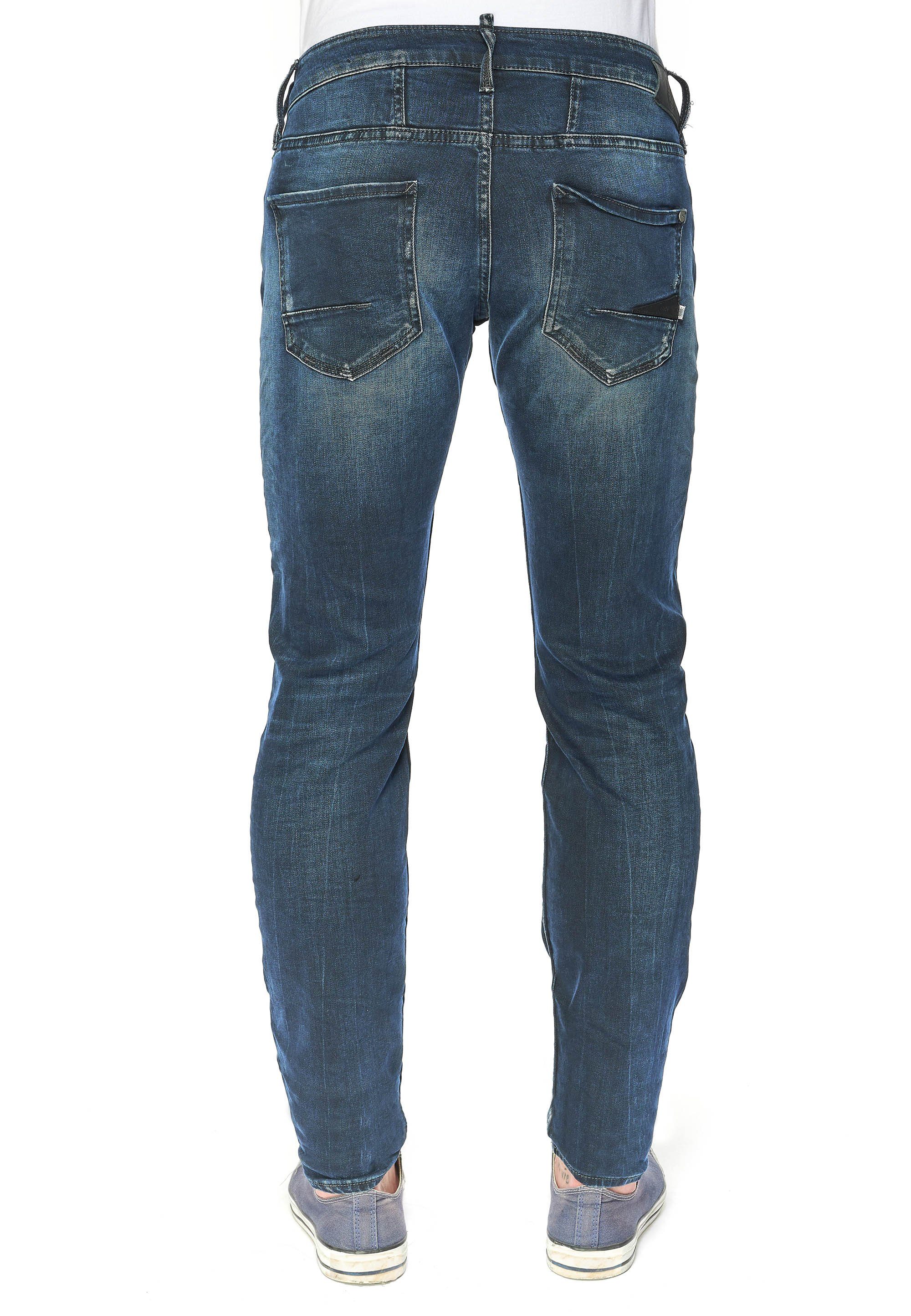 Le Temps Des Cerises 700/11 Used-Waschung Slim-fit-Jeans mit