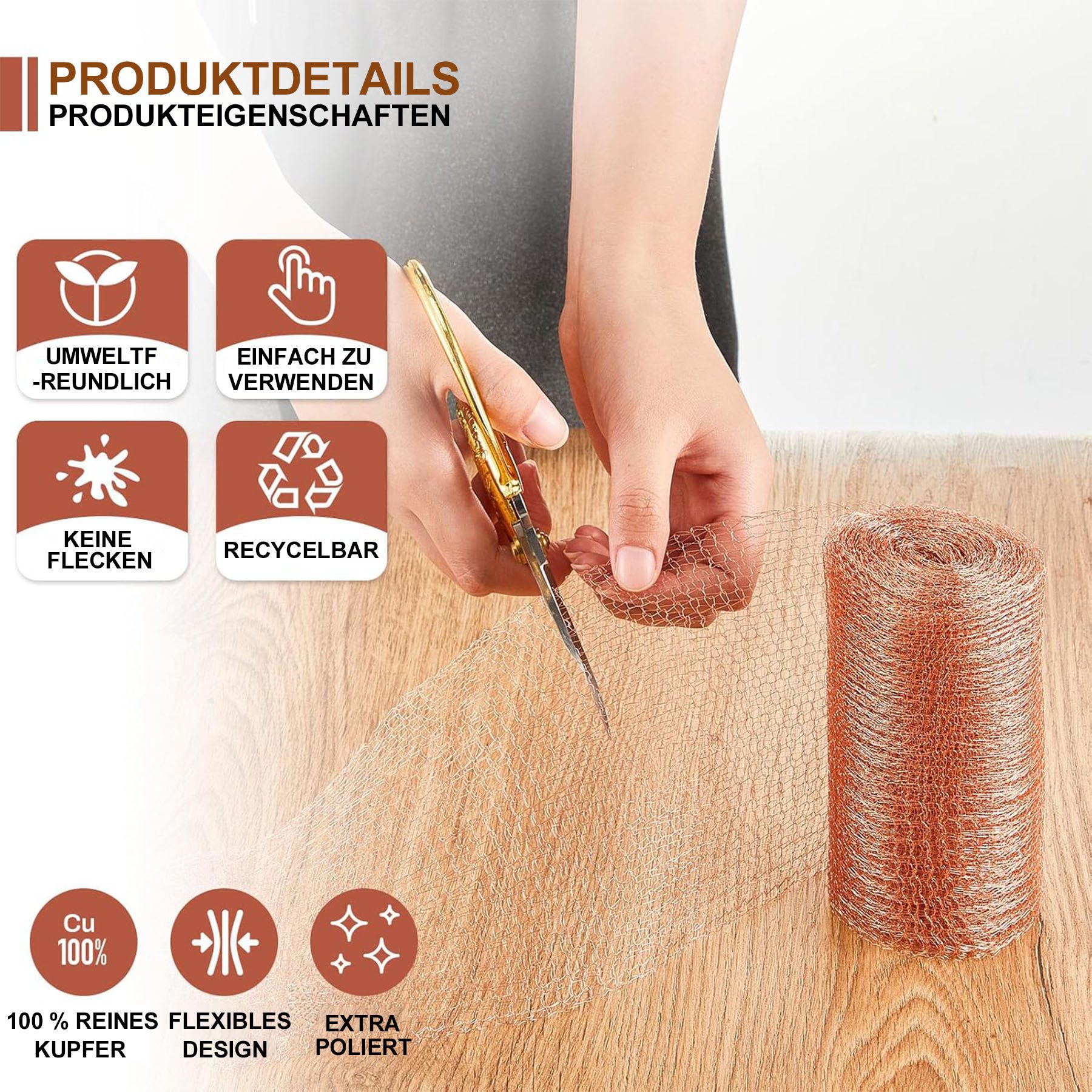 Mutig Schneckenzaun Kupferband gegen Schnecken,127mm x 6m,Pflanzenschutz für Haus & Garten, 1 Stück, Verpackungsmaterial, Kupferornament, Kunstbedarf & Reinigungswerkzeug, hitzebeständig, biegsam & elastisch, Sicher & umweltfreundlich