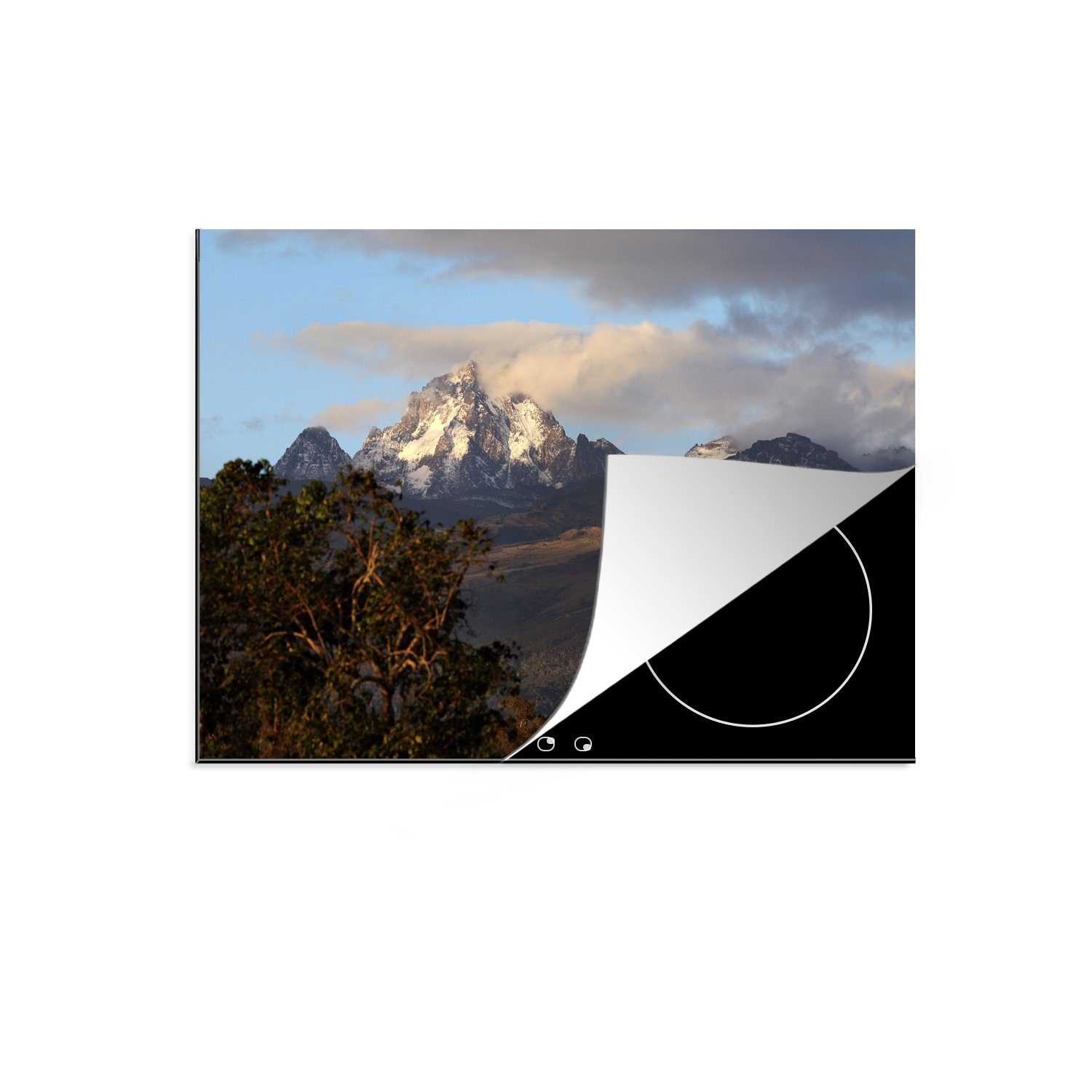 MuchoWow Herdblende-/Abdeckplatte Afrikas Mount Kenia am späten Nachmittag, Vinyl, (1 tlg), 70x52 cm, Mobile Arbeitsfläche nutzbar, Ceranfeldabdeckung