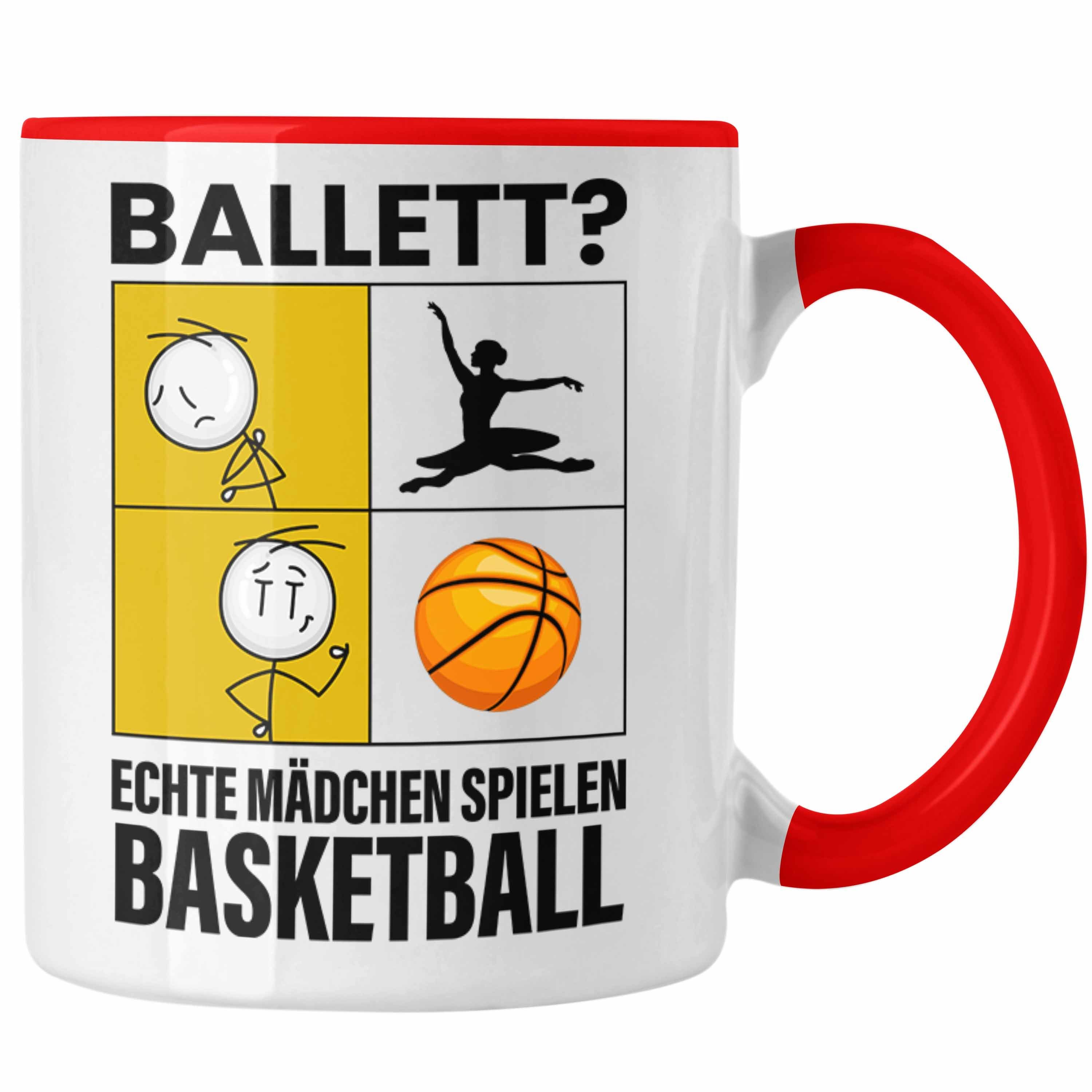 Trendation Tasse Basketball Mädchen Tasse Sport Geschenk Frauen Echte Mädchen Spielen B Rot