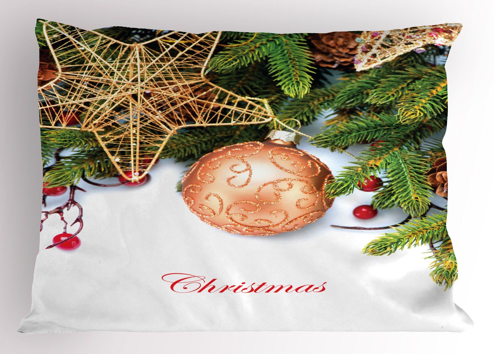 Weihnachten Stern King Gedruckter Beeren Standard Abakuhaus Size Stück), Holly (1 Kissenbezüge Kissenbezug, Dekorativer