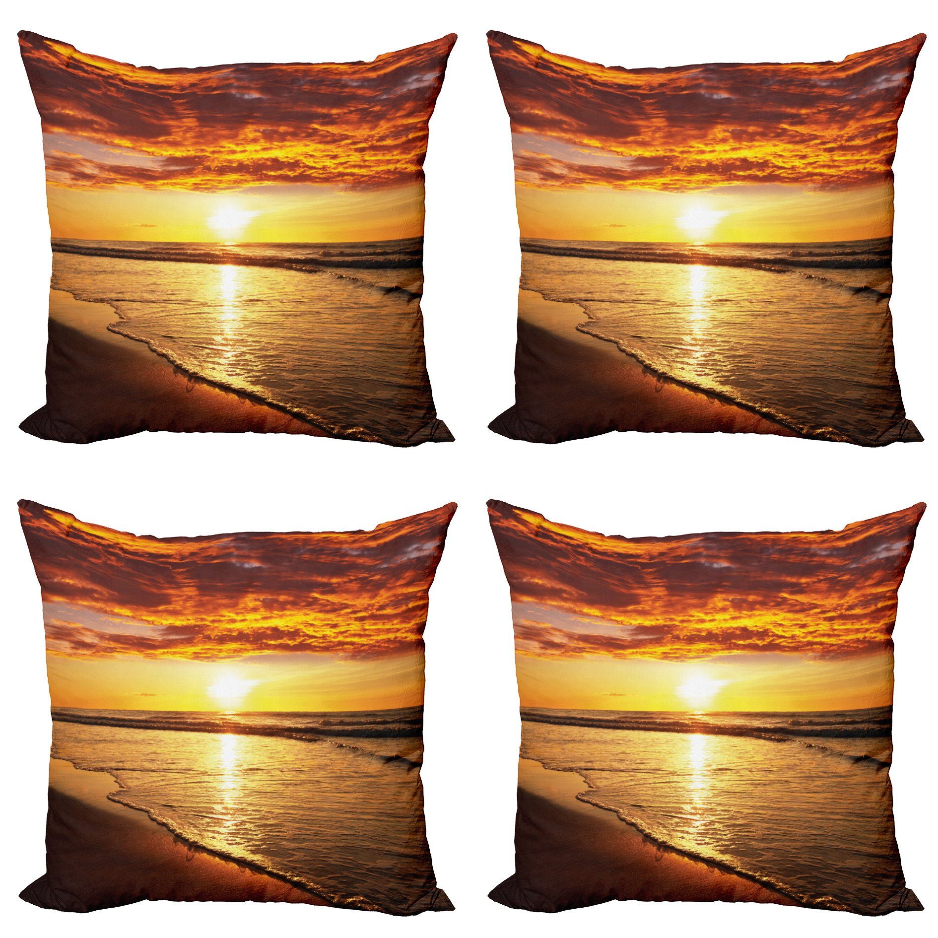 hawaiisch Sunset (4 Doppelseitiger Accent Strand Stück), Coast Digitaldruck, Abakuhaus Kissenbezüge Modern
