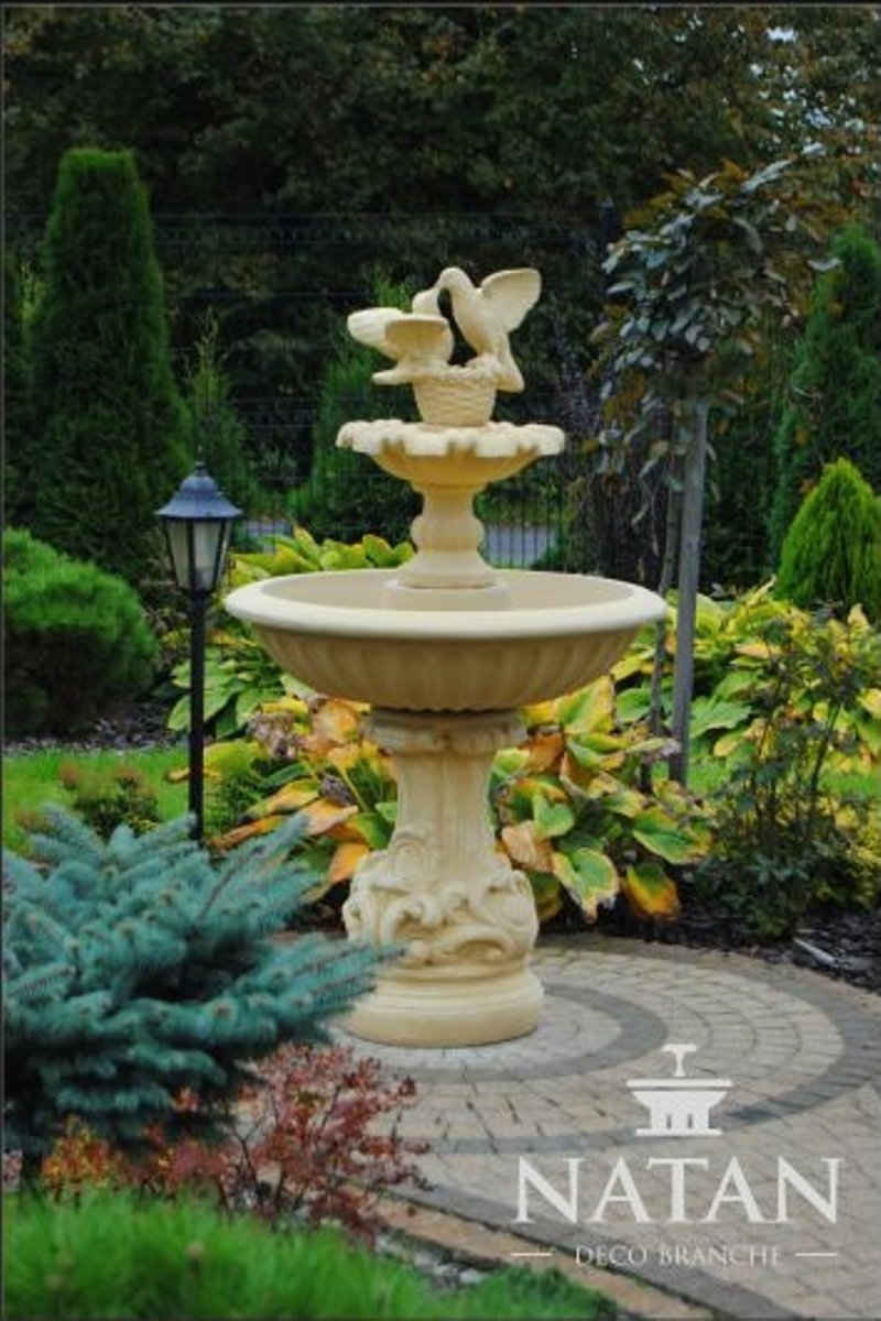 JVmoebel Skulptur Zierbrunnen Springbrunnen Figur Taube2 Brunnen Garten Fontaine Teich