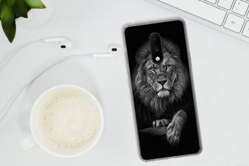 MuchoWow Handyhülle Löwe - Tiere - Schwarz - Weiß, Phone Case, Handyhülle OnePlus 7, Silikon, Schutzhülle