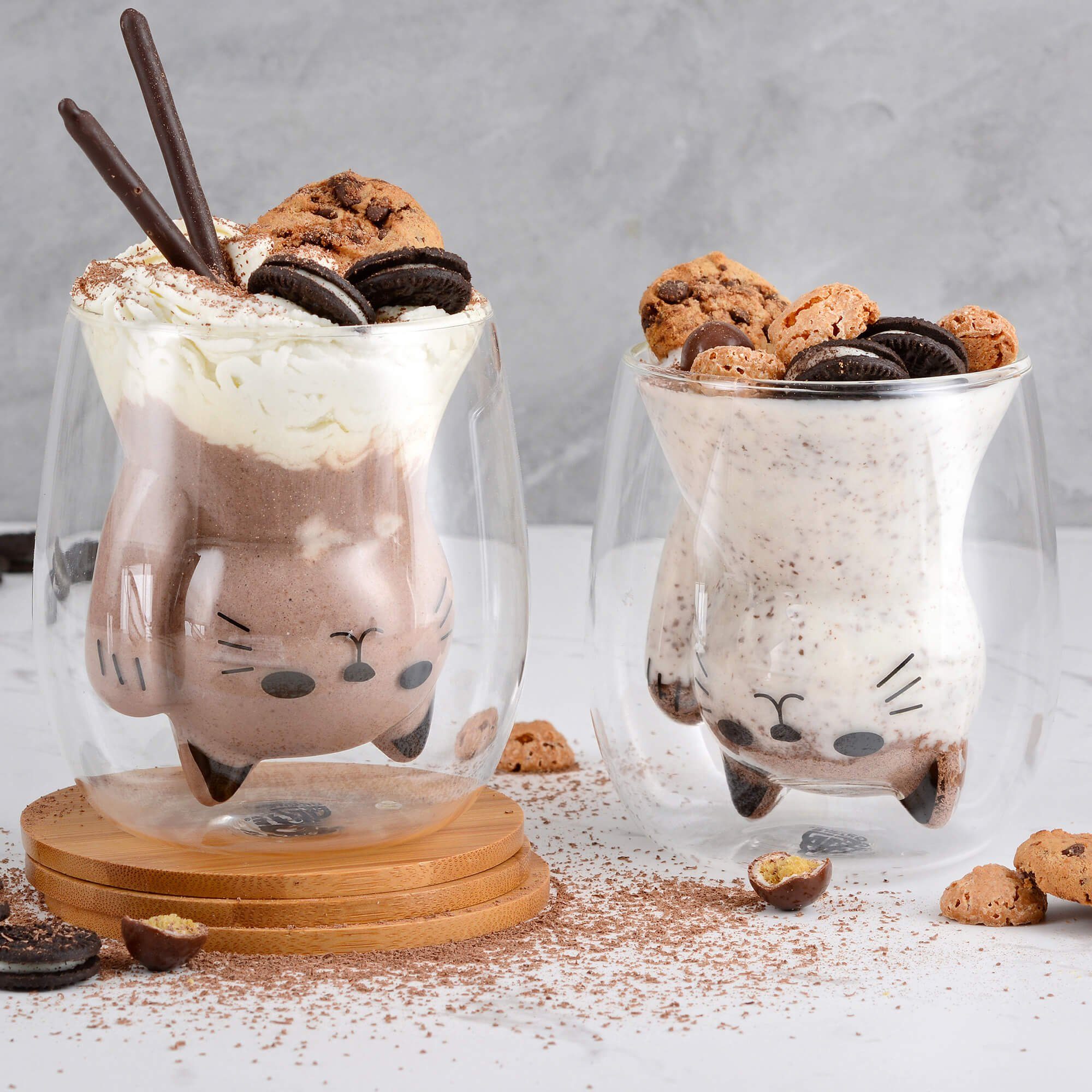 GRÄWE Glas GRÄWE Doppelwandige-Thermogläser, 190ml, 2er Set, Motiv Katze, Glas – Bild 2 von 5