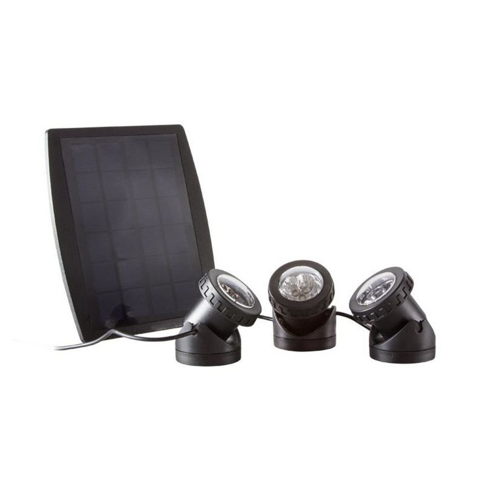 LogiLink Teichleuchte LED003 Wasserdichte Solar LED-Strahler,  Solarbetrieben, LED fest integriert, Regenbogenfarben, RGB, 3 Leuchten,  wasserdicht, staubdicht