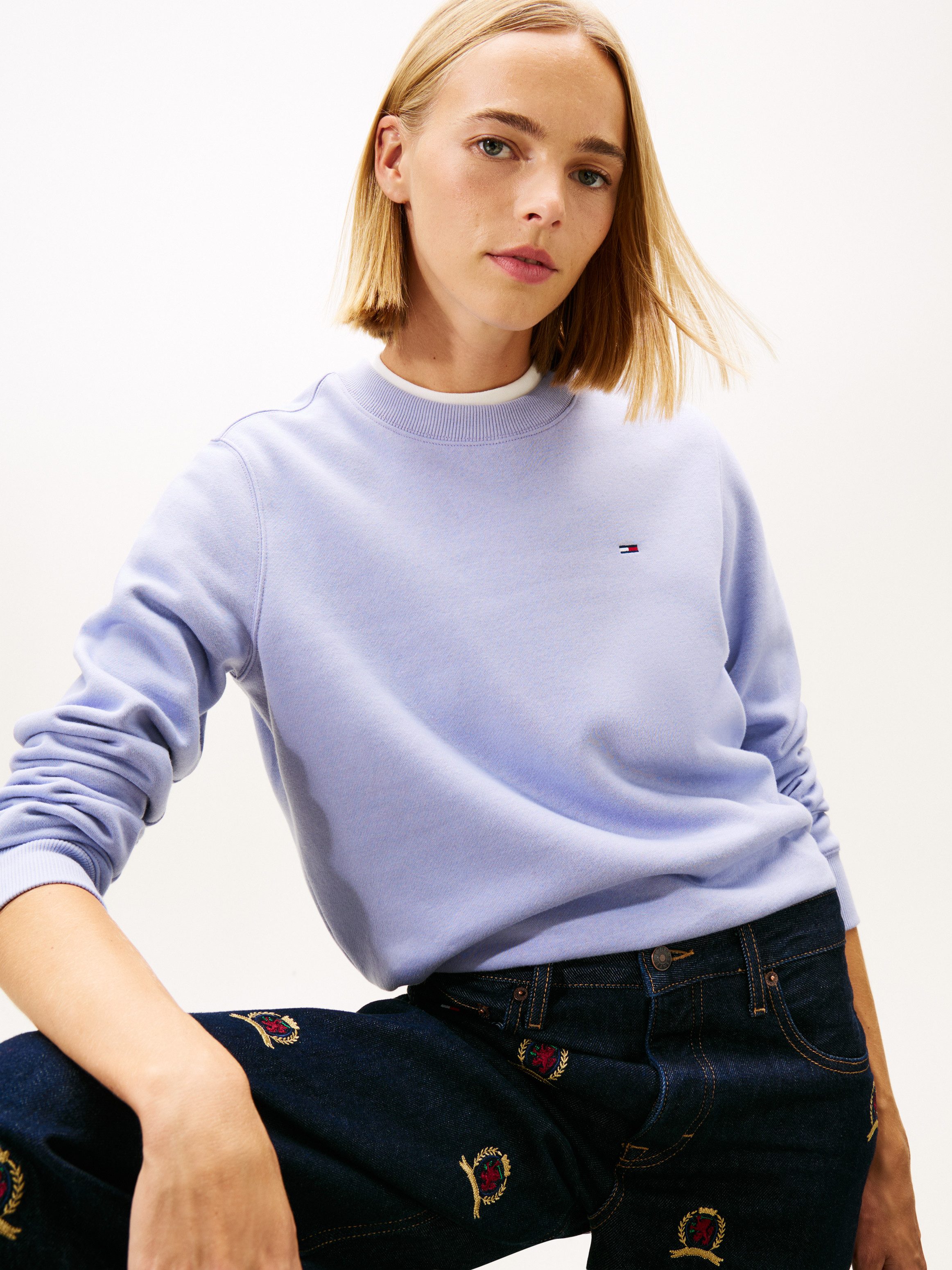 Tommy Jeans Sweatshirt TJW REG S FLAG CREW mit Logostickerei, Regular Fit