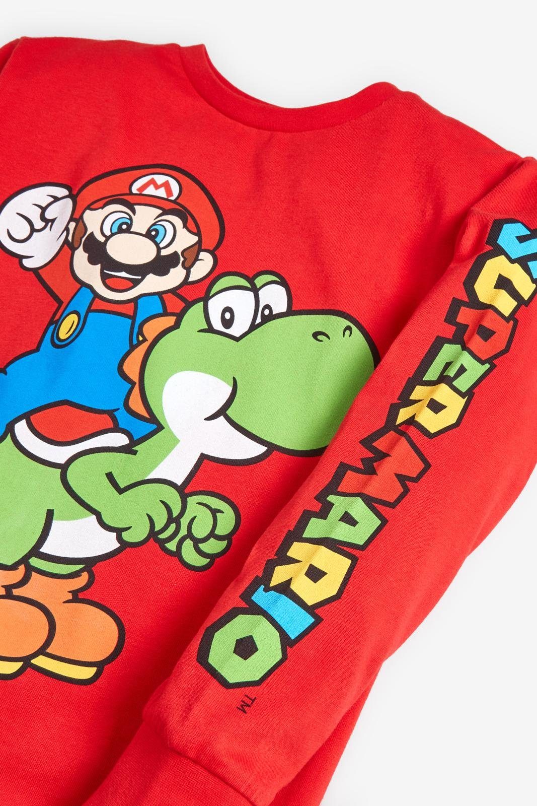Next (1-tlg) Gaming Yoshi T-Shirt Red and Lizenziertes Mario Langarmshirt
