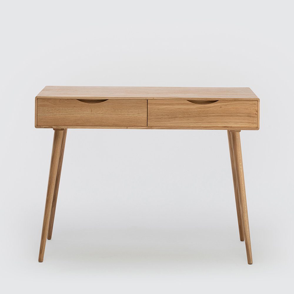 Mobello Schreibtisch Massiver Eichenholz Bürotisch, Moderner Computertisch & Holztisch, 110x50x80 cm