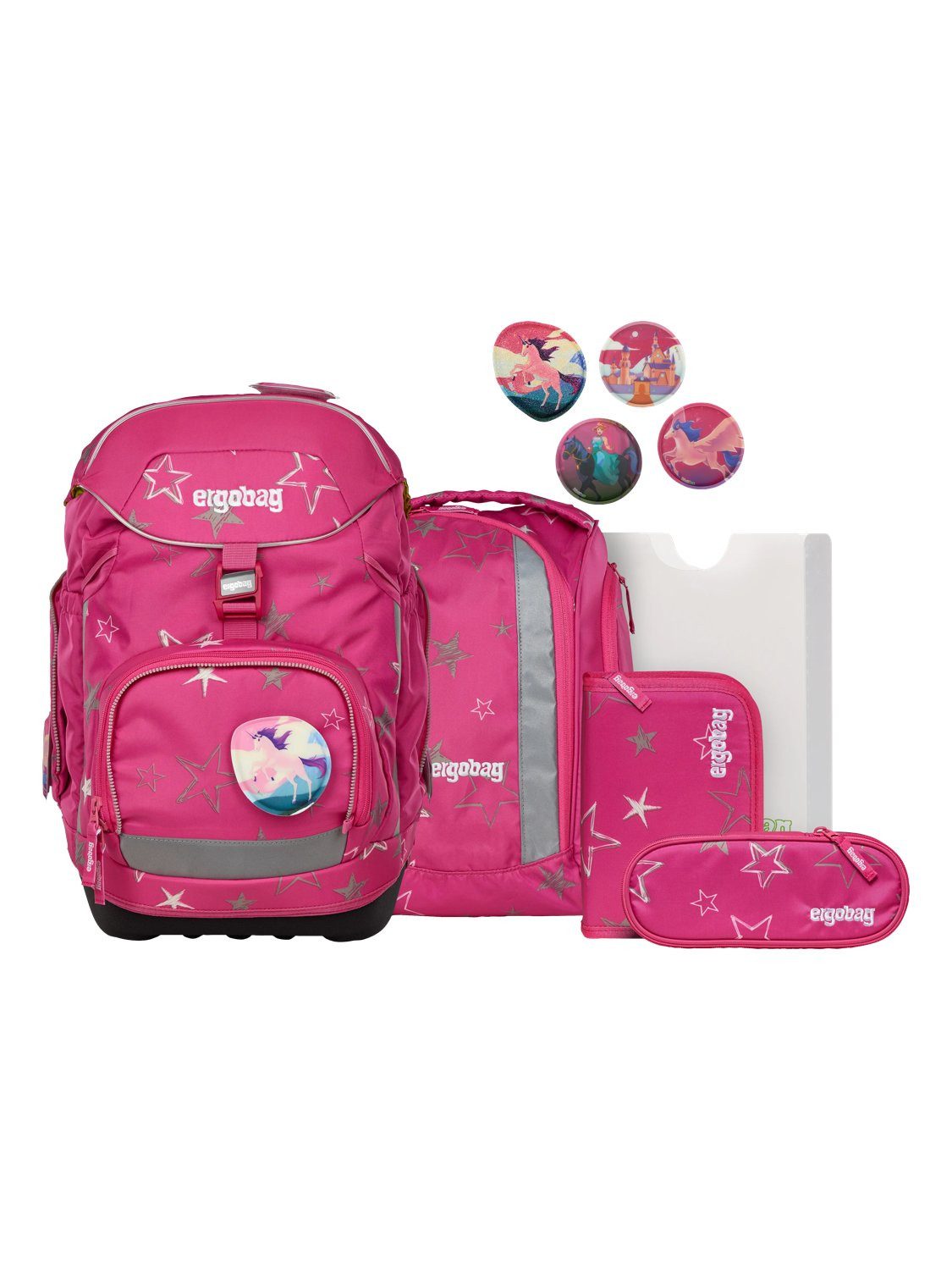 ergobag Schulranzen pack Set (6-tlg., 6-teiliges Set), größenverstellbares Rückensystem