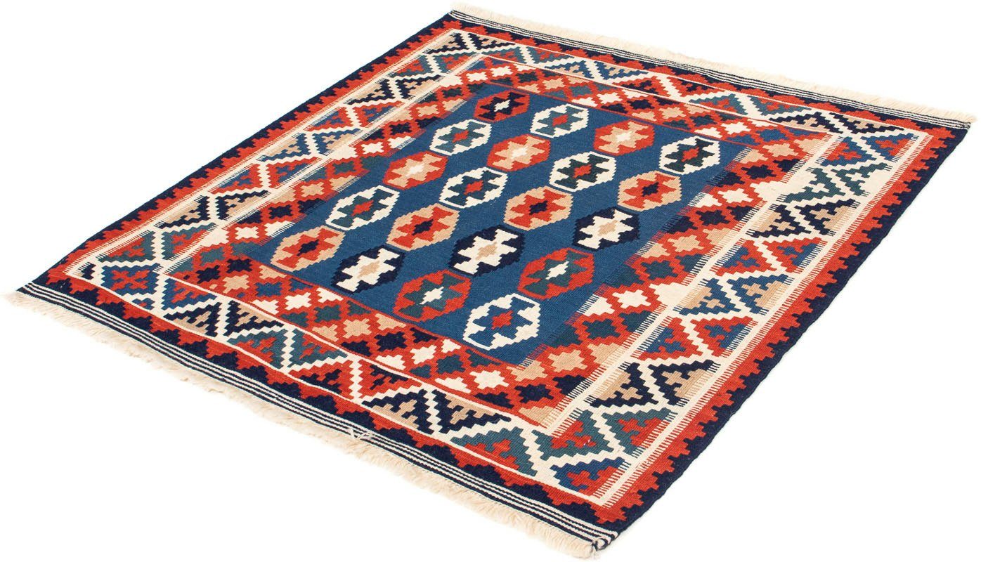 Wollteppich Kelim - Oriental quadratisch - 103 x 100 cm - dunkelblau, morgenland, quadratisch, Höhe: 6 mm, Wohnzimmer, Einzelstück